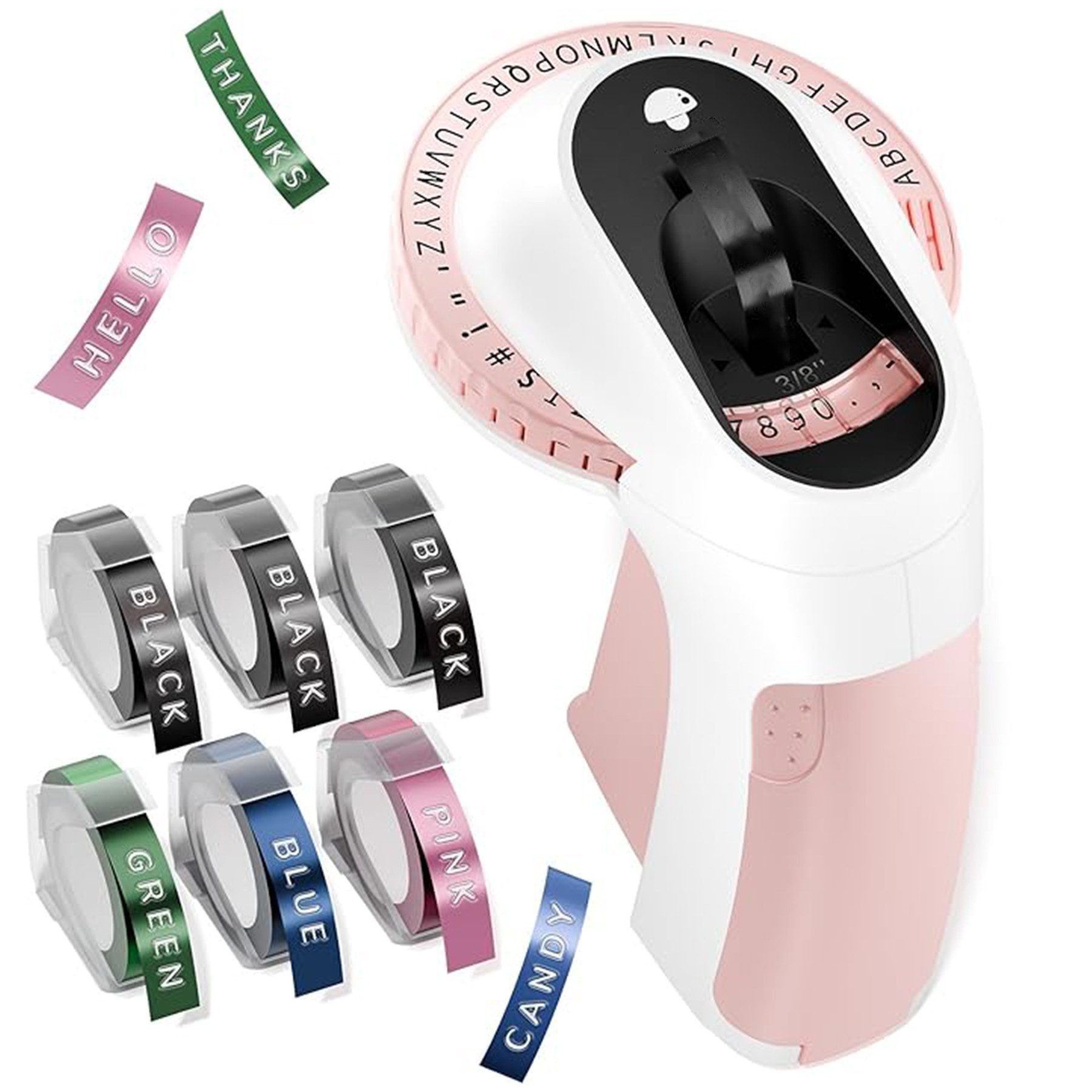 Mutig Selbstklebendes Beschriftungsgerät, 3D Prägegerät Etikettiergerät Принтер ярлыков, (mit 6 Rollen Etikettenband, tragbares Handgerät für Haus, Büro und DIY)