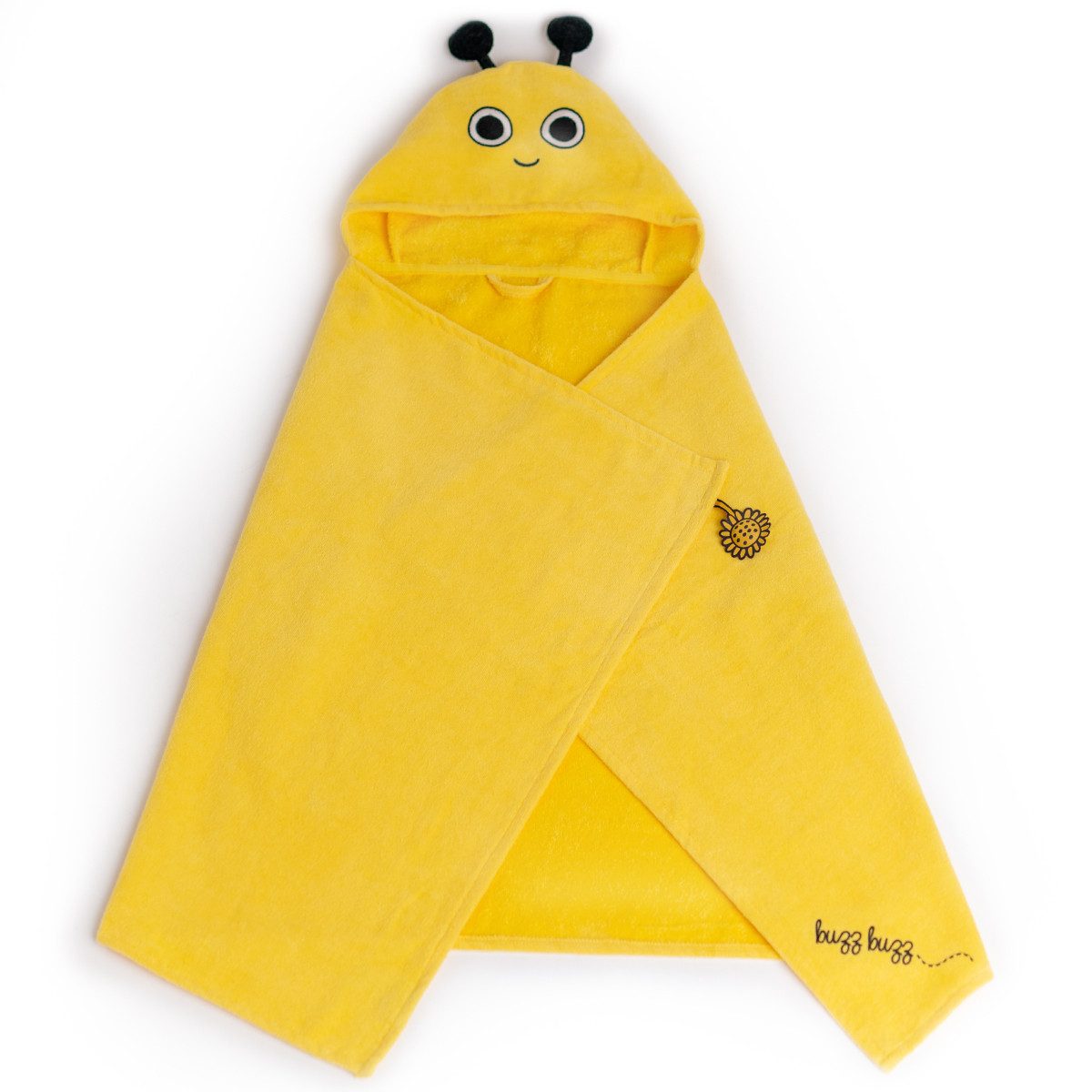 MILK&MOO Babybademantel Milk&Moo Bee Buzz Baby Kapuzenhandtuch aus 100% Baumwolle –70x120 cm