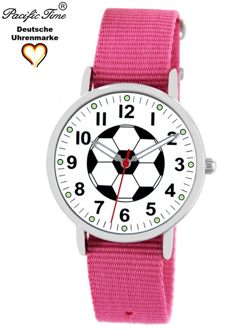 Pacific Time Quarzuhr Kinder und - rosa Wechselarmband, Design Gratis Fußball Match Mix Versand Armbanduhr