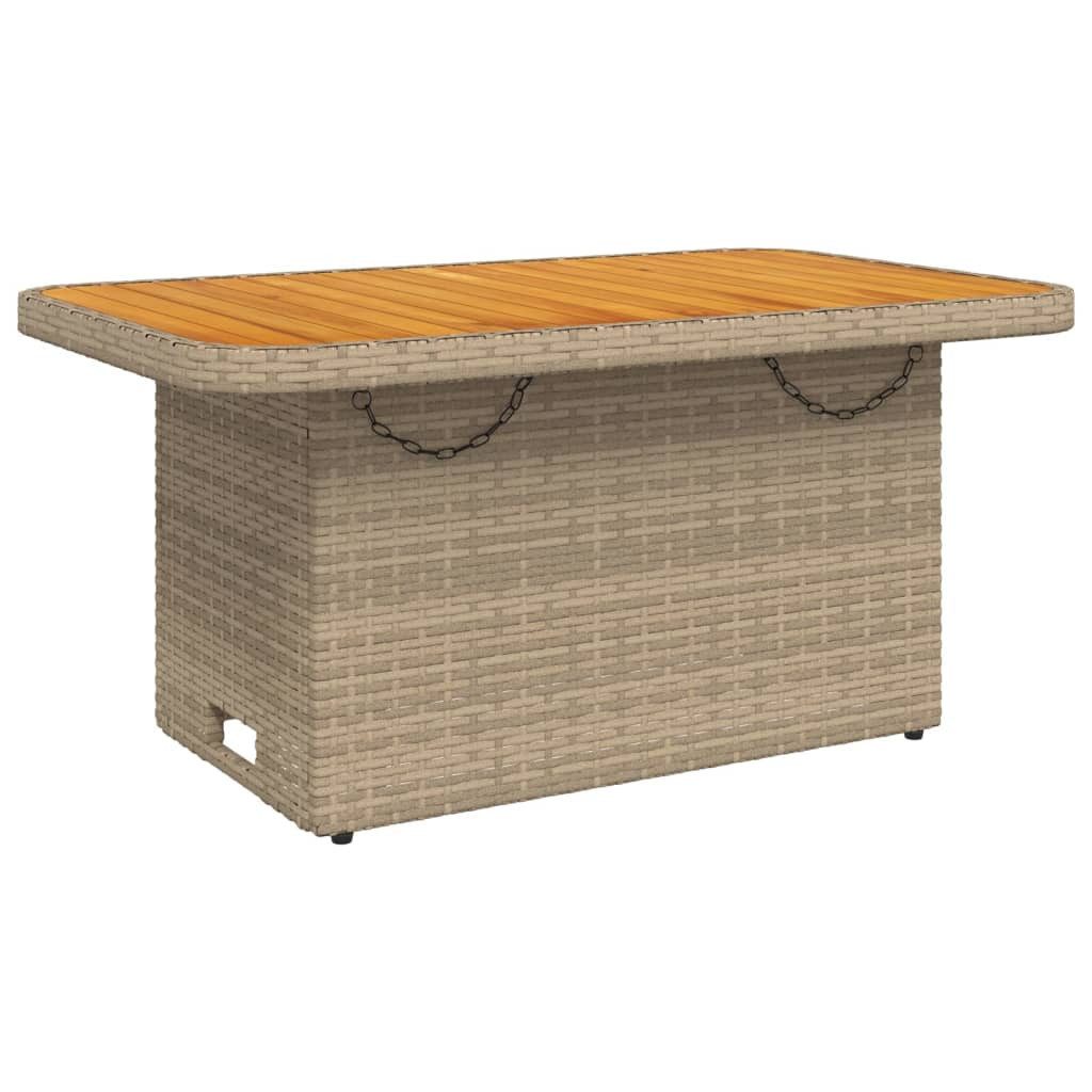 Gartentisch Gartentisch Beige 90x55x71 cm Polyrattan und Akazienholz