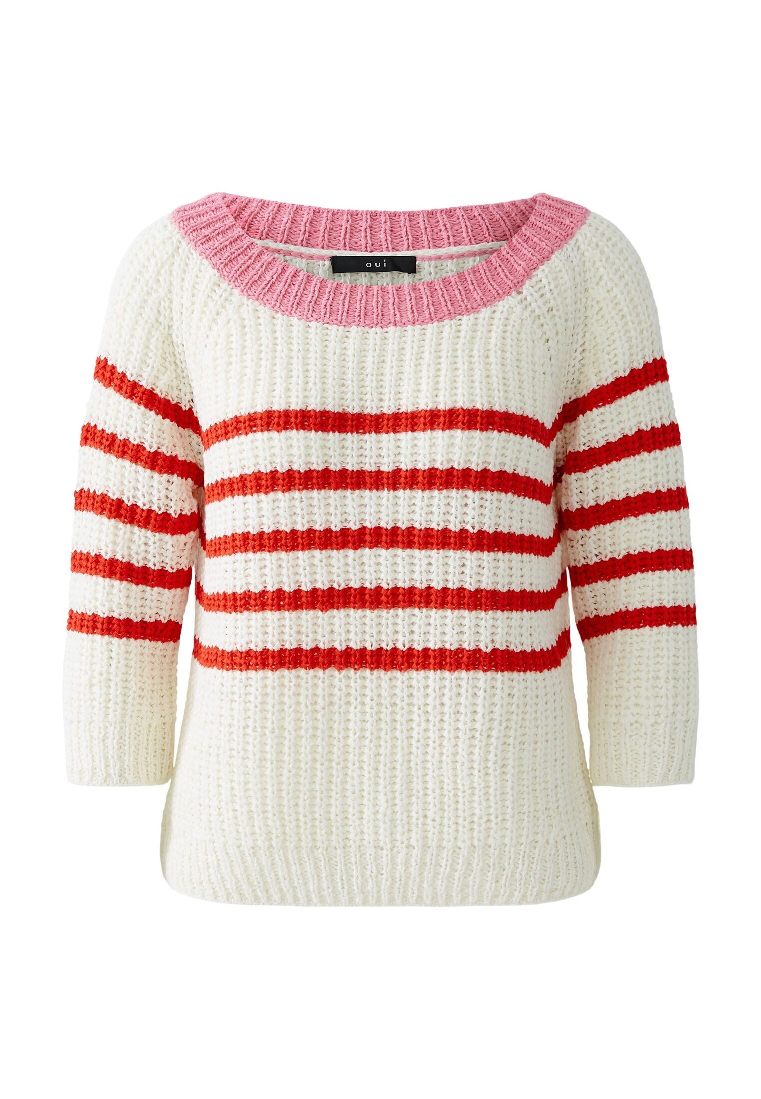 Oui Rundhalspullover Pullover Bändchengarn günstig online kaufen