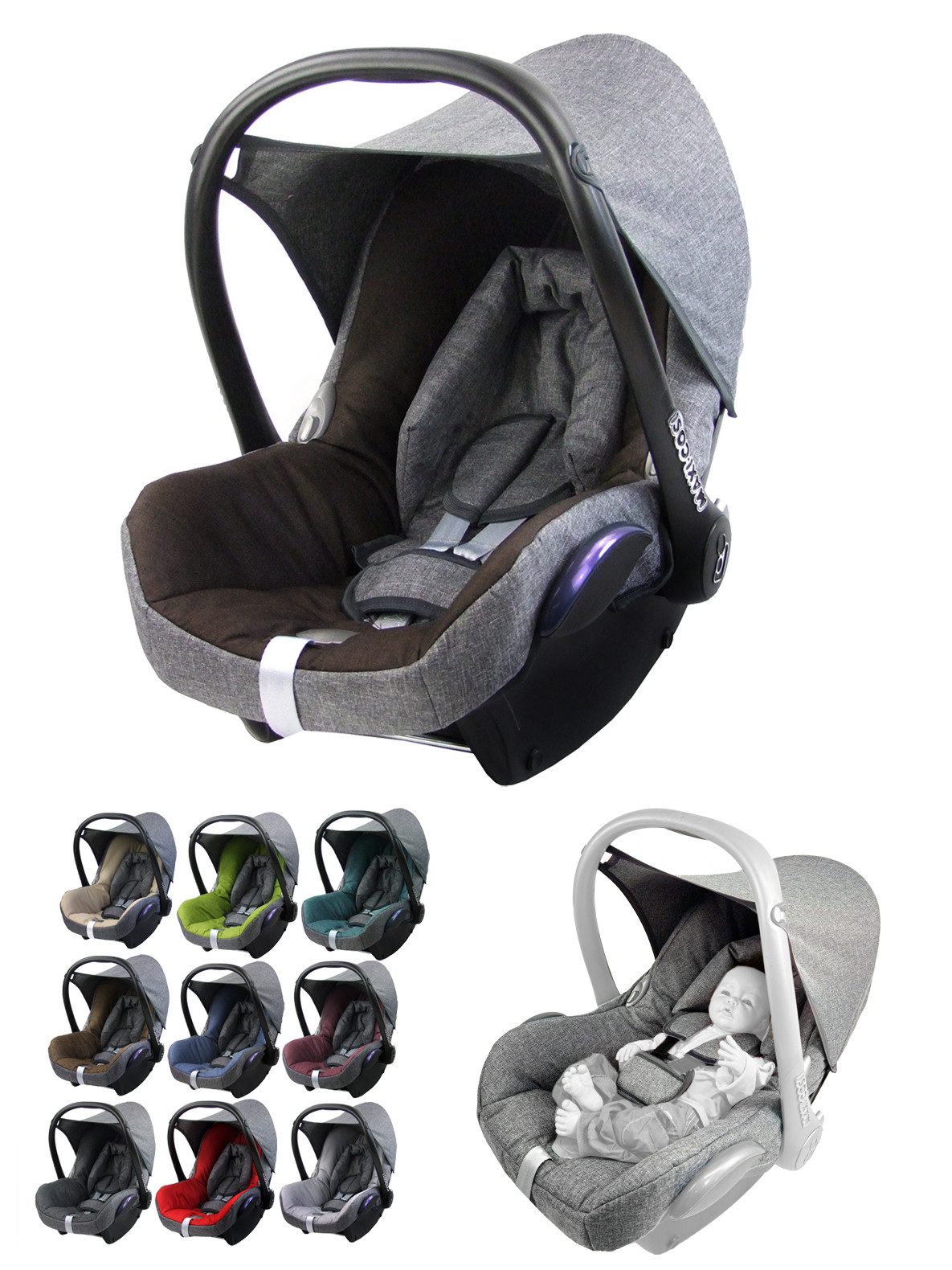 Babyschale Ersatzbezug kompatibel mit Maxi Cosi Cabrio Fix Babyschale 6-tlg