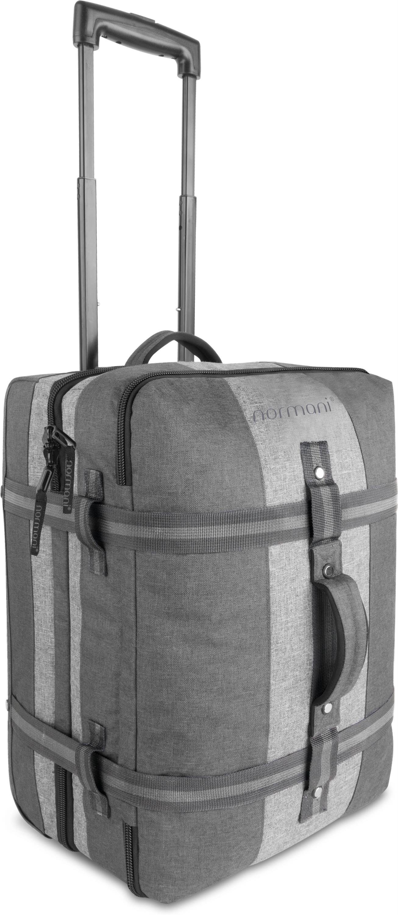 normani Reisetasche Reisetasche Dunkelgrau/Grau mit Fächeraufteilung clevere Trolley mit 45, Aurori Handgepäckmaß