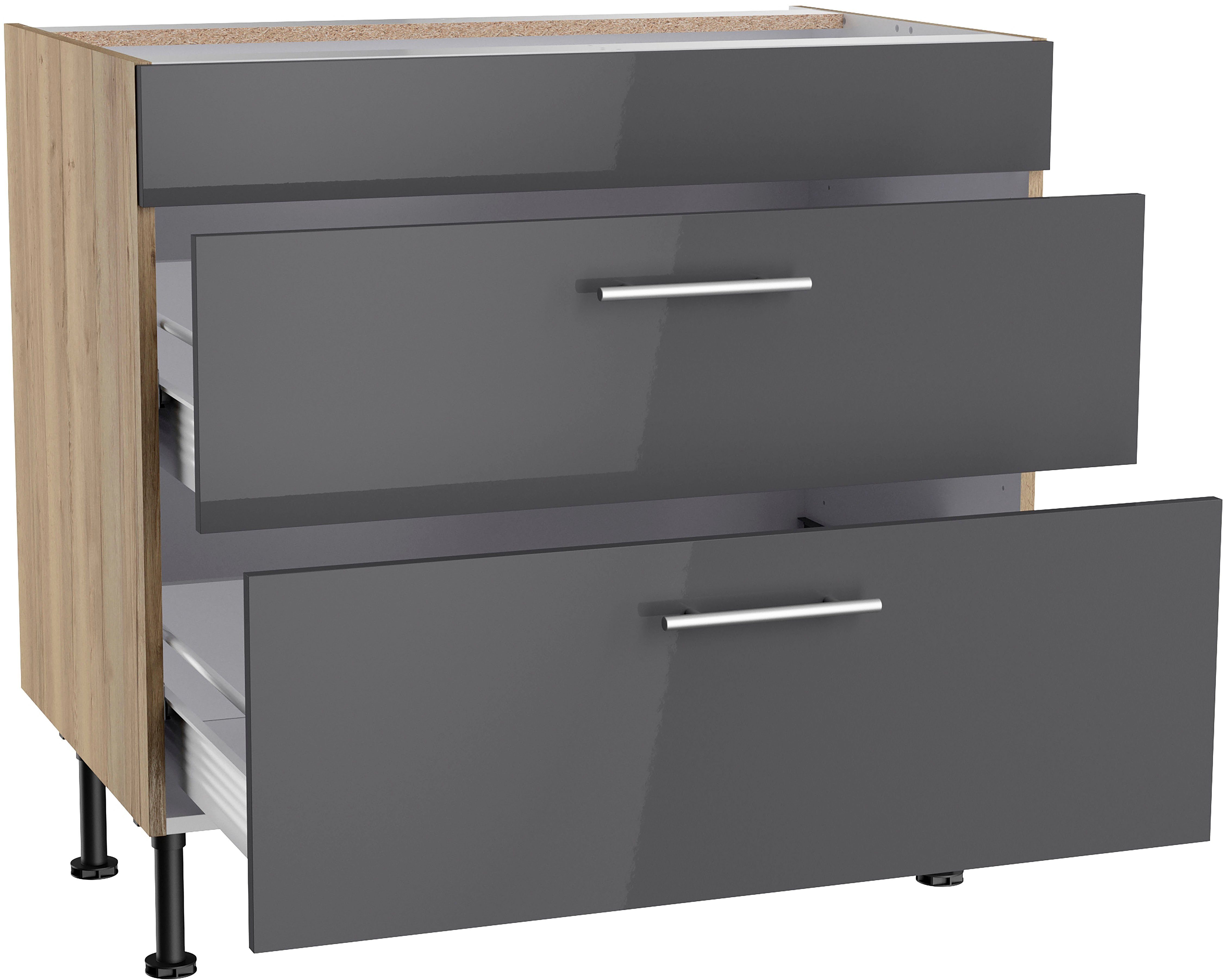 OPTIFIT Unterschrank Klara 90 cm anthrazit/wildeiche Breite