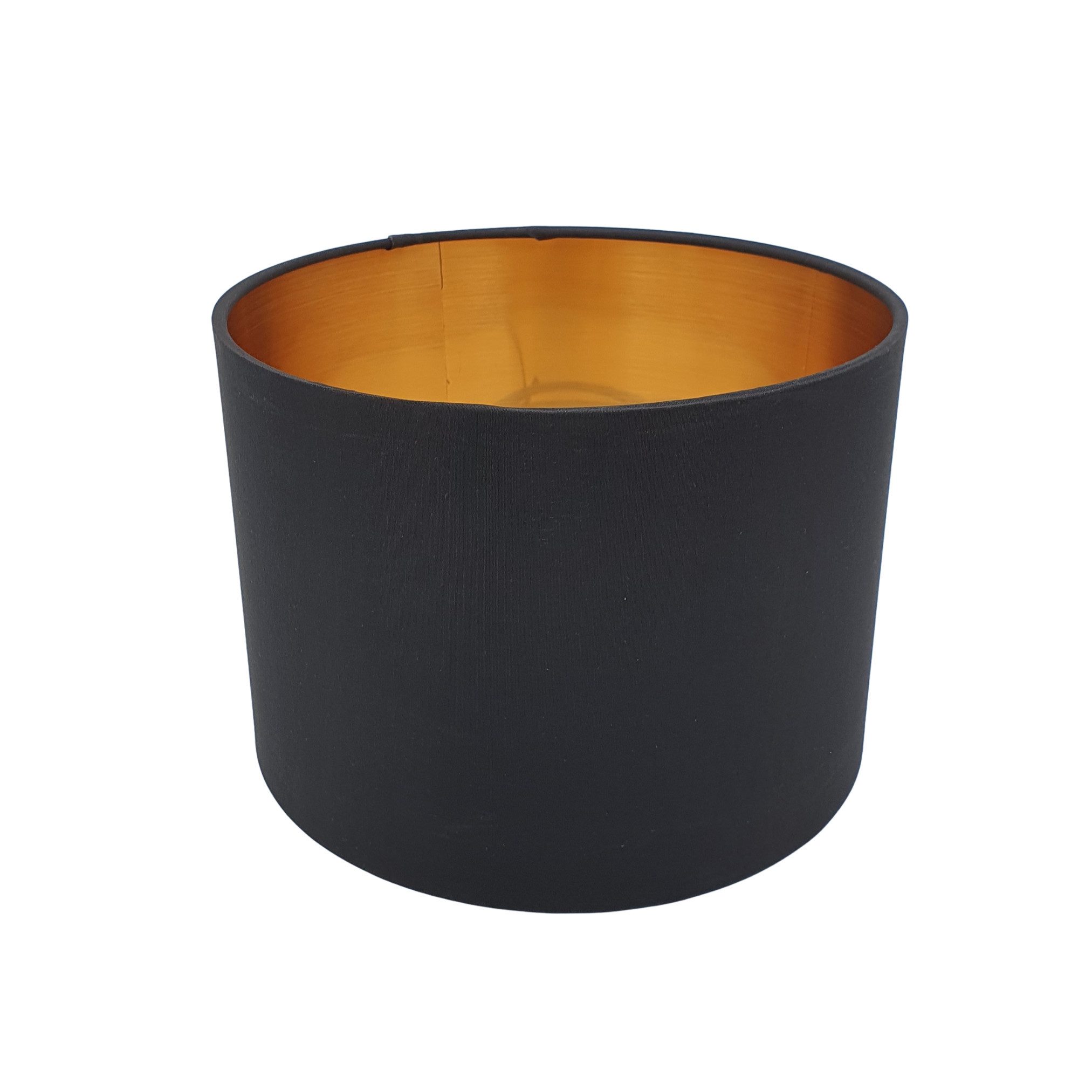 Lichthandel Hoch Лампыschirm Schwarz Gold Rund Retro Vintage Stofflampenschirm E27, Leuchtenschirm Textilschirm Ersatzschirm Tischlampe Pendelleuchte