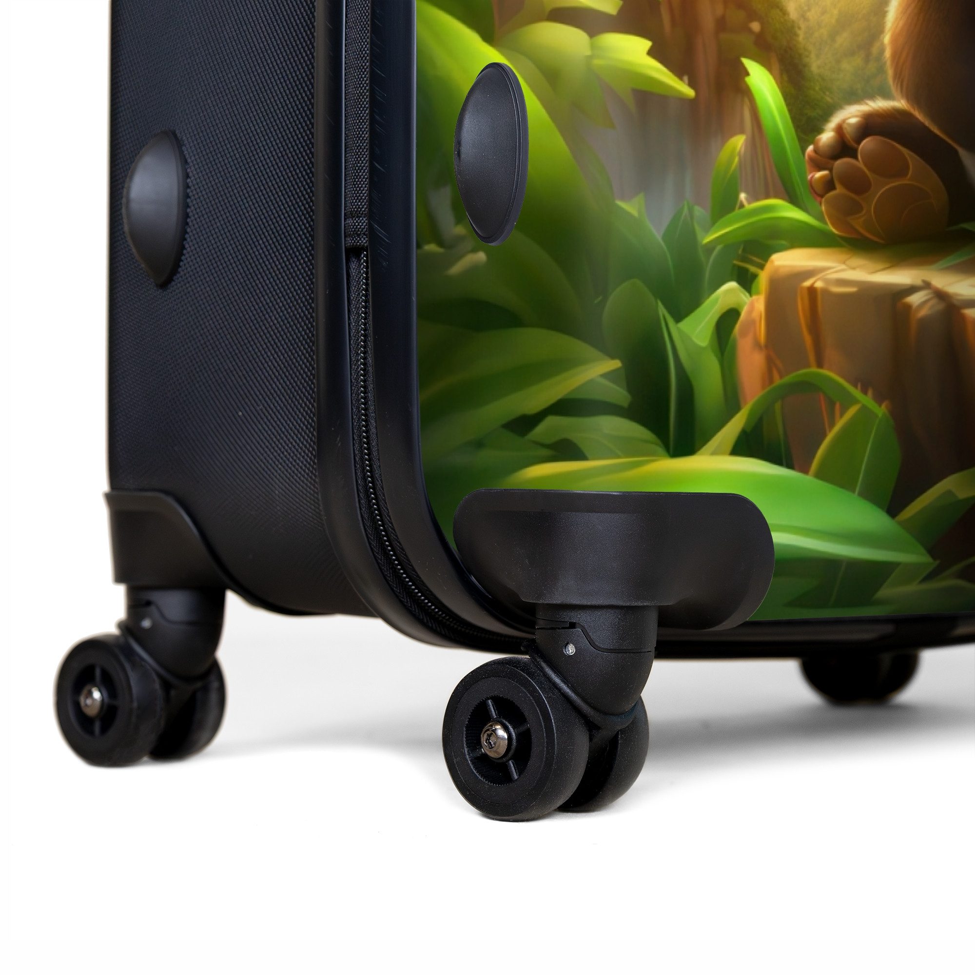 NoBoringSuitcases.com© Kinderkoffer Panda - Wilde Tiere - Dschungel - Jungen - Kinder 77 cm - 98 L, 8 Rollen, Großer Reisetasche mit Rollen für 30kg, Kinderkoffer