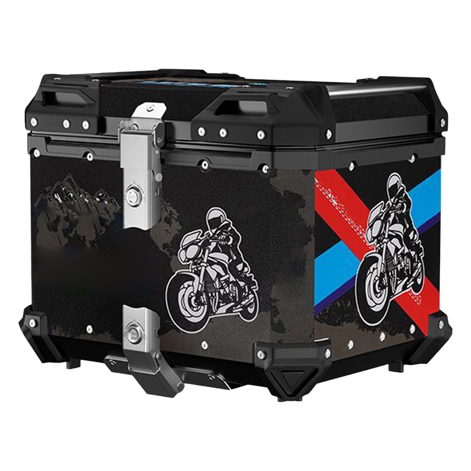 GARRYFIZH Topcase Topcase Motorrad Motorrad Koffer Top Case, Aluminiumlegierung 65L Schwarz