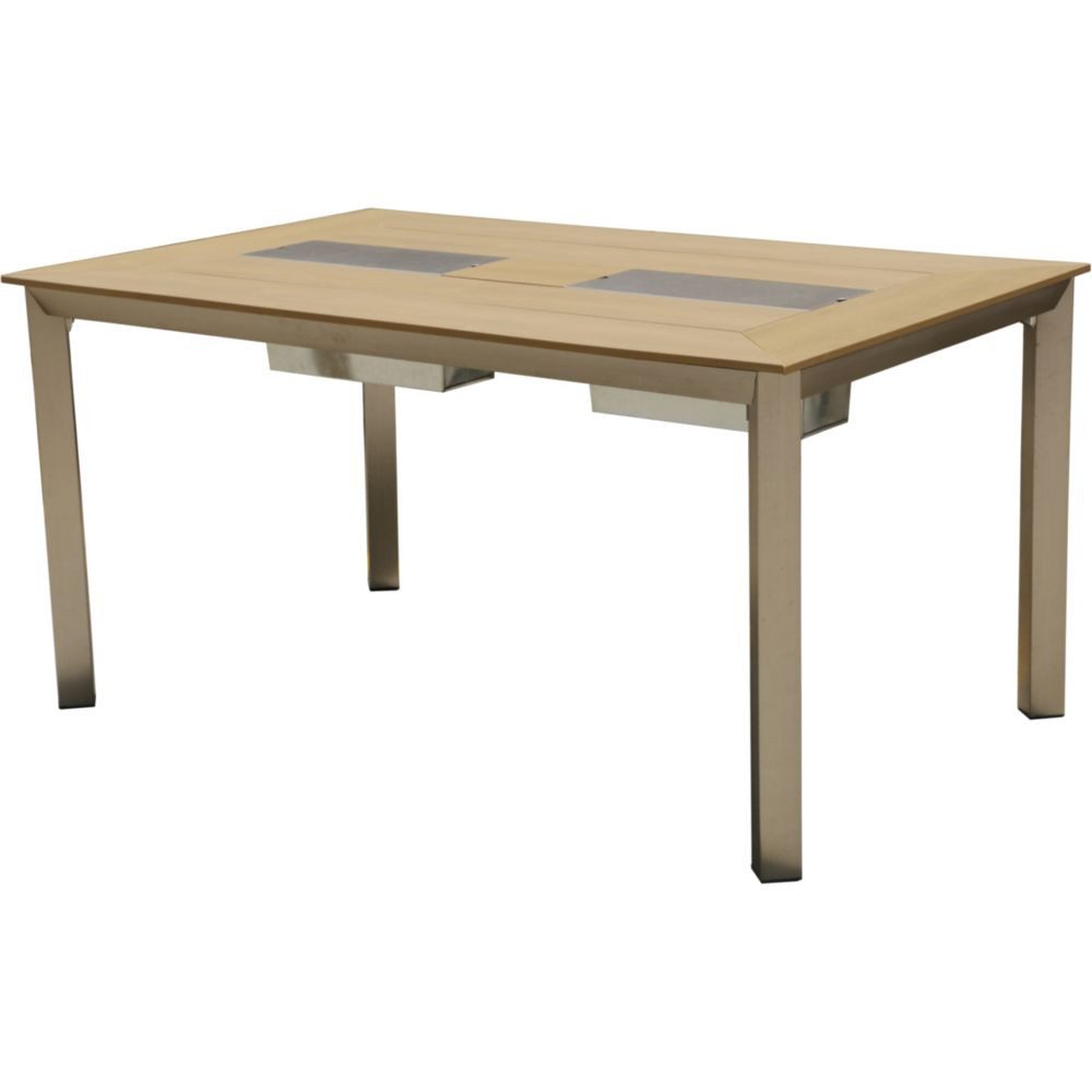 Garden Pleasure Gartentisch Tisch FLORENCE, 150cm x 90cm, champagner,Alu, mit 2 Eisbehältern