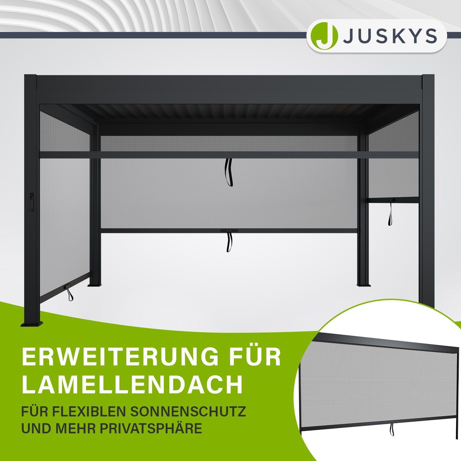 Juskys Pavillonseitenteil Tahiti, 400x240 cm, 4 m, Seitenwand für Lamellendach, Alu & Stoff, Rollo einstellbar – Bild 3 von 5