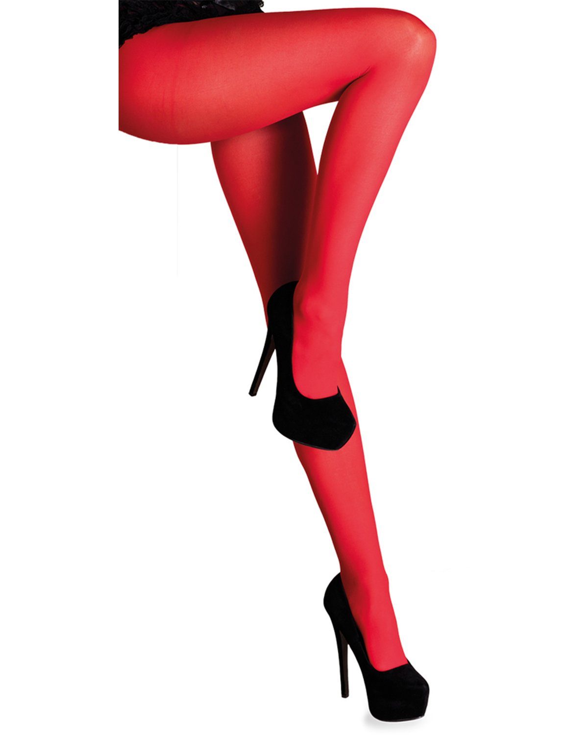Funny Fashion Kostüm Blickdichte Strumpfhose für Damen 40 DEN, Rot