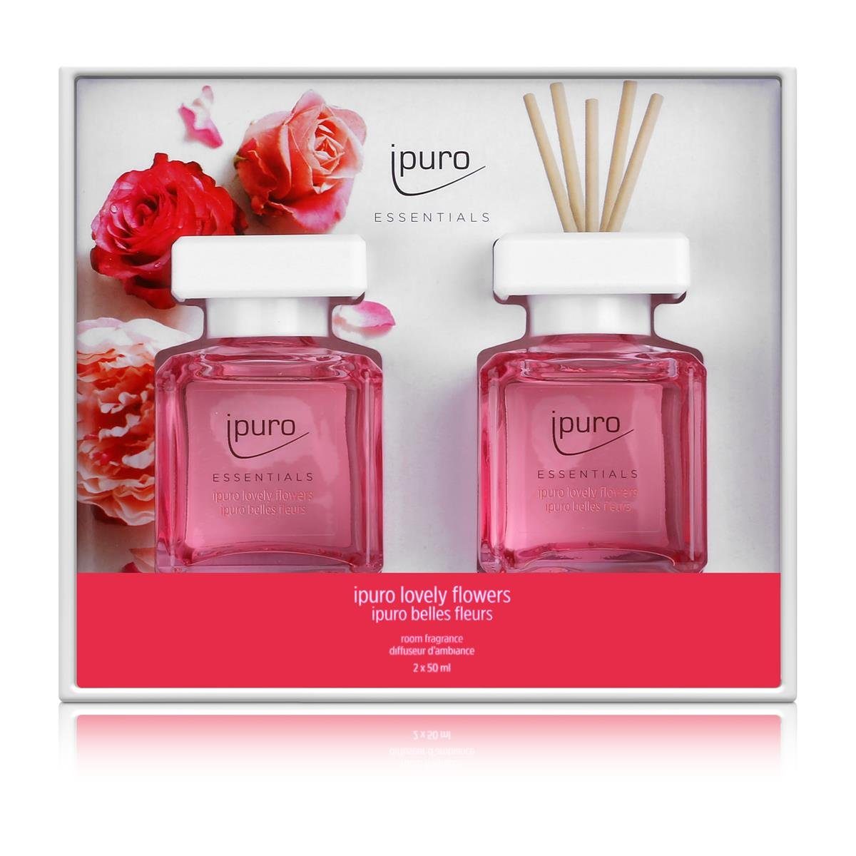IPURO Raumduft Ipuro 2x50ml Geschenkebox flowers - lovely (1er Essentials Raumduft Pa