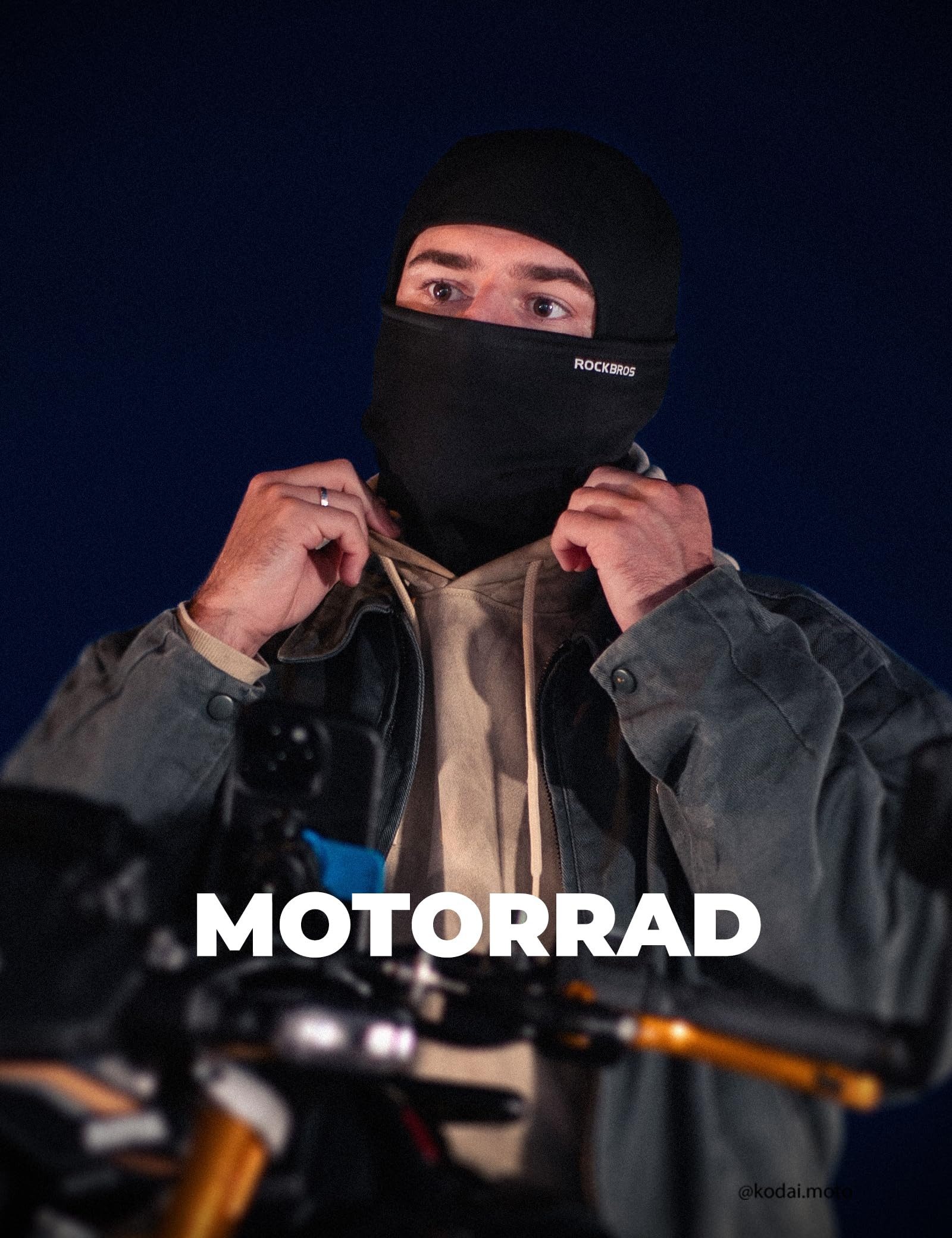 ROCKBROS Sturmhaube Balaclava Skimaske Winddicht Warm für Fahrrad Ski Einheitsgröße Reflektierende Logo – Bild 5 von 5