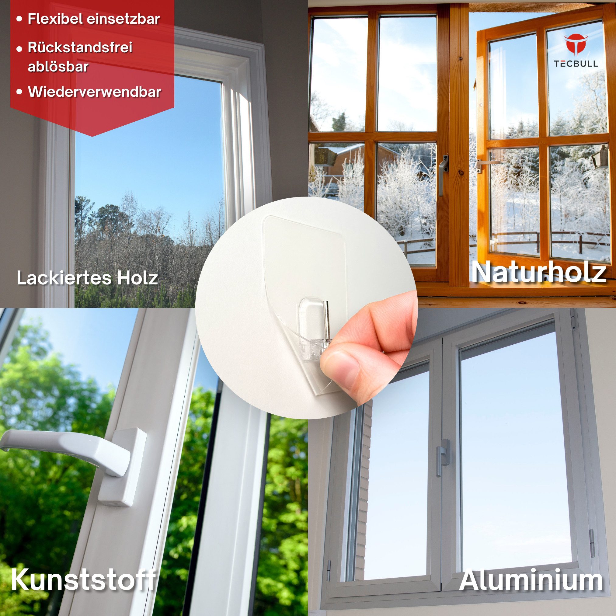 TECBULL Gardinenstangenhalter Magische Vitragestangen Halter, Fenster Gardinenstangen Haken, Gardinenstangen, Vitragestangen. Fenster Gardinen Stangen, Scheibengardinen Stangen, (4-St), für ausziehbare Vitragestangen, Scheibengardinen Stangen