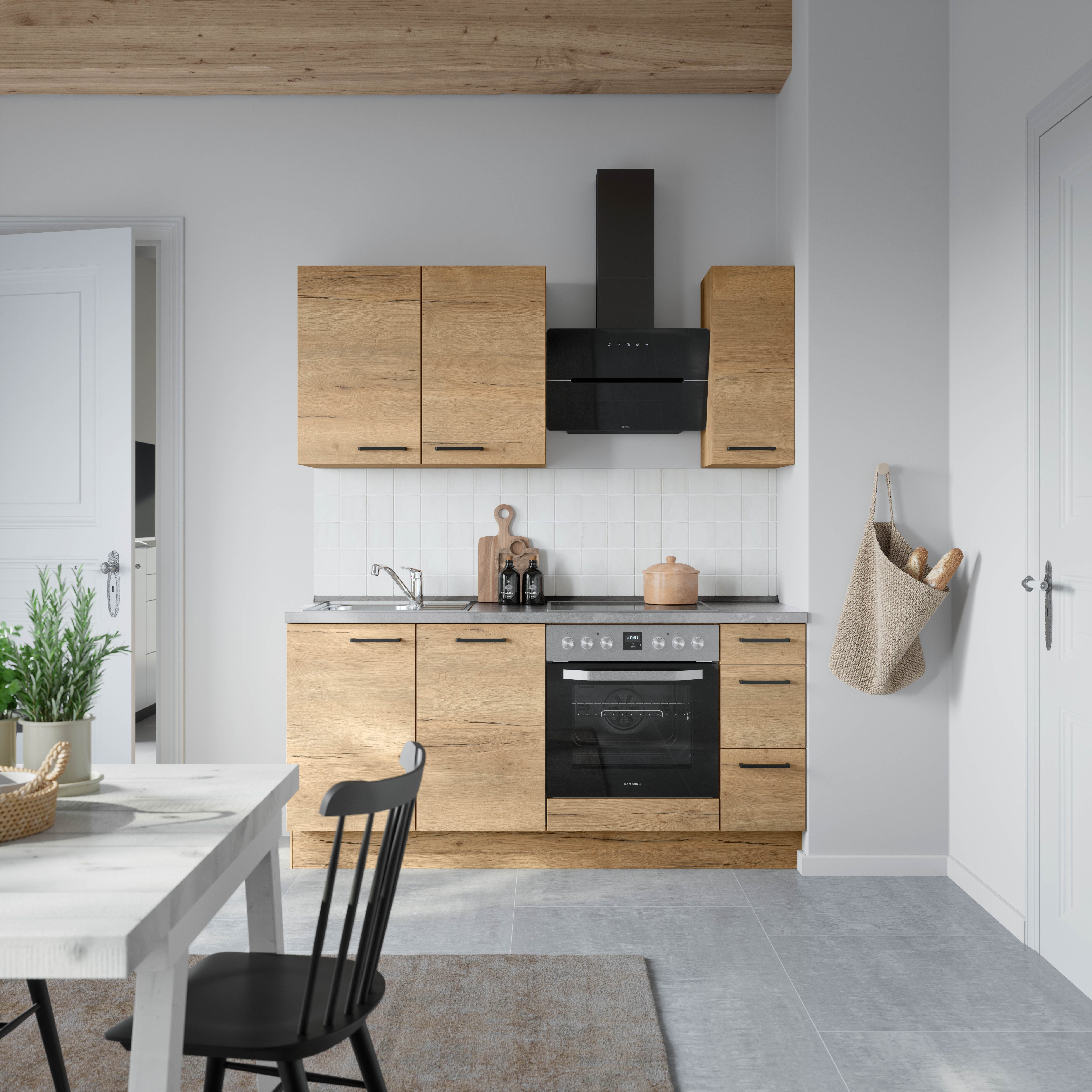 nobilia® Küchenzeile "Structura II", NEU: individuell anpassbar mit gratis Profi-Beratung, vormontiert, Breite 180 cm, Ausrichtung wählbar, wahlw. mit E-Geräten