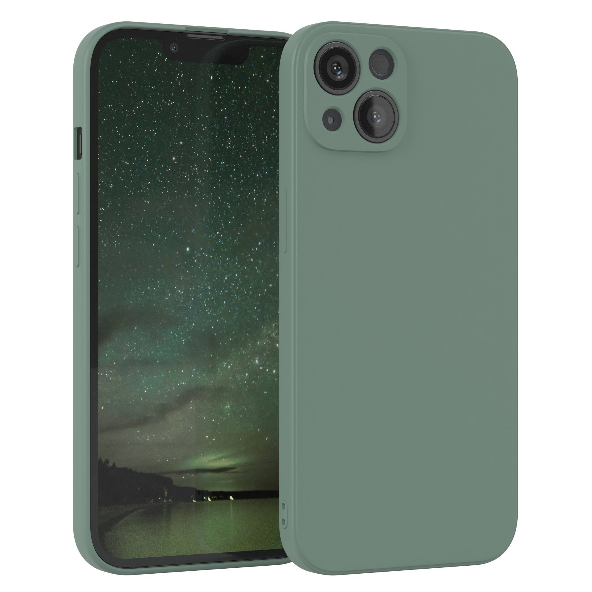 EAZY CASE Handyhülle TPU Hülle für Apple iPhone 13 6,1 Zoll, Schutzhülle mit Kameraschutz stoßfest telefonhülle Matt Dunkelgrün