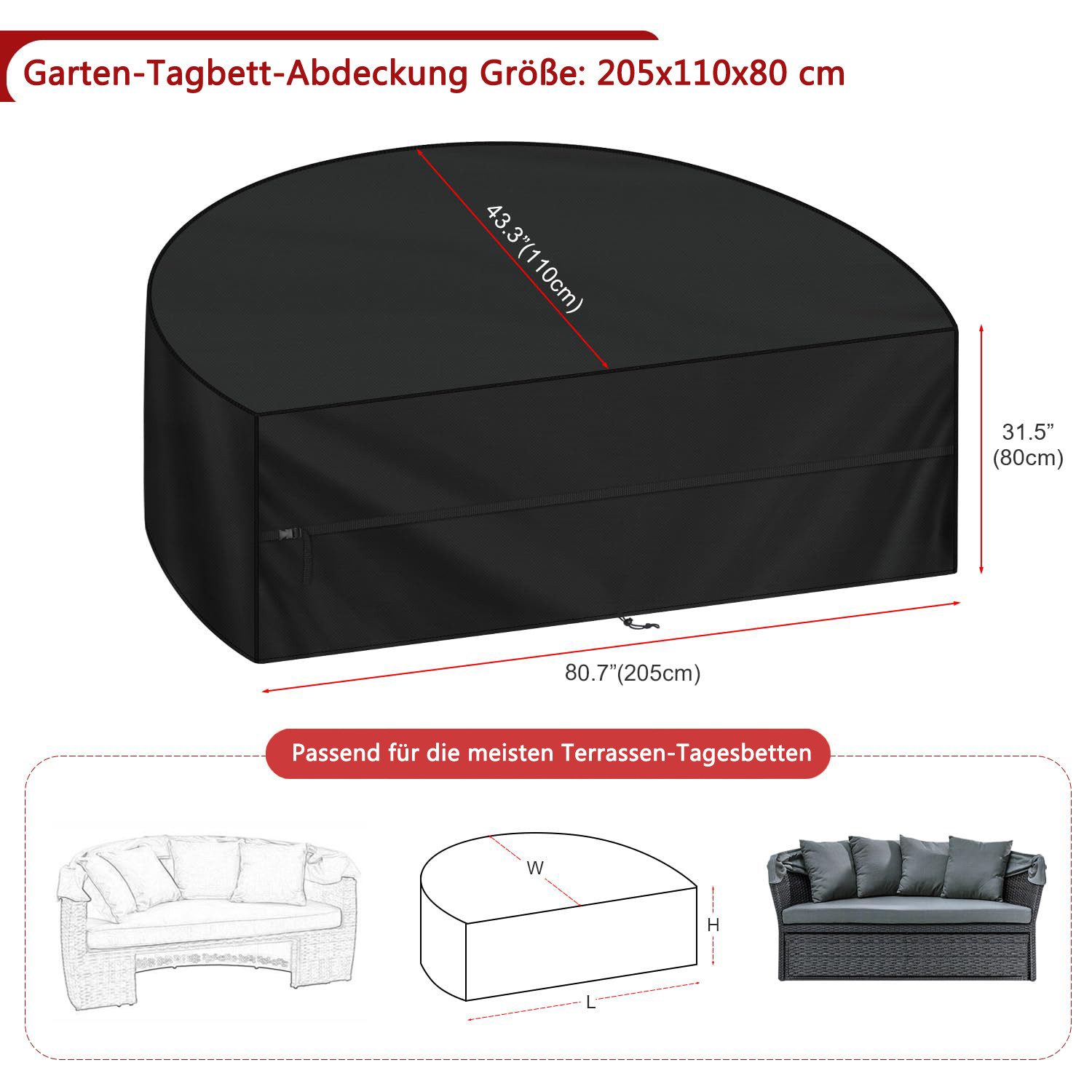 Coonoor Gartenmöbel-Schutzhülle Abdeckung Sonneninsel Schutzhülle für Liege günstig online kaufen