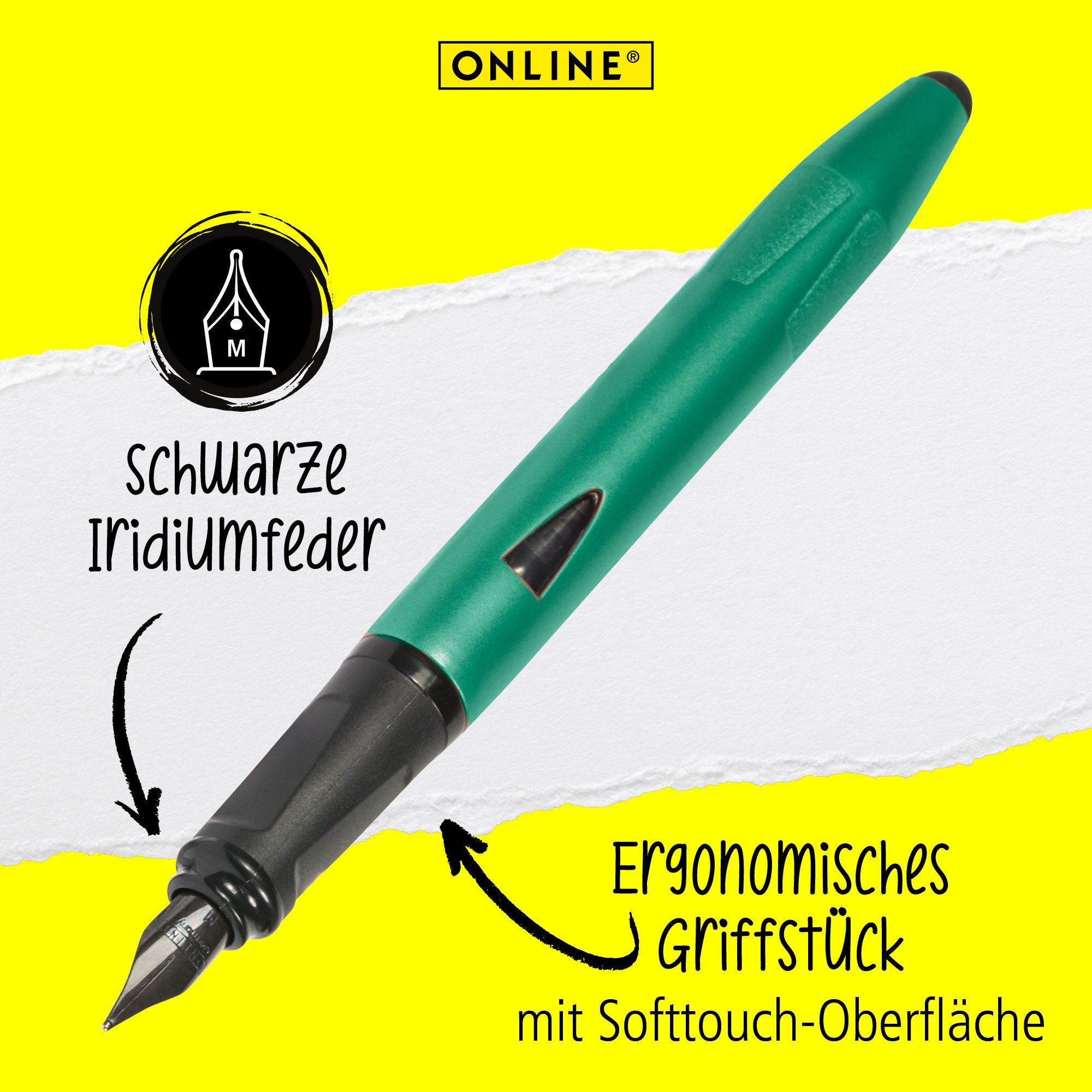 Grün Online die Stylus-Tip Pen ergonomisch, Füller Schule, Plus, ideal mit Switch für