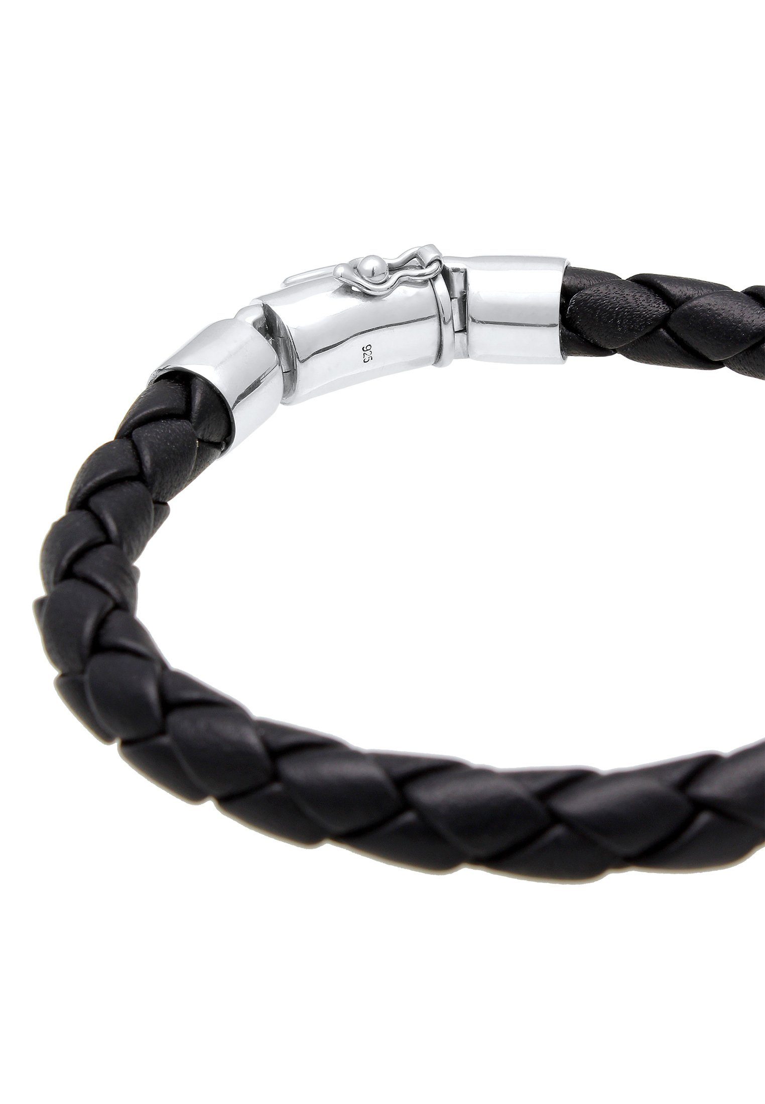 Kuzzoi Armband Herren Lederarmband Kastenverschluss 925 Silber
