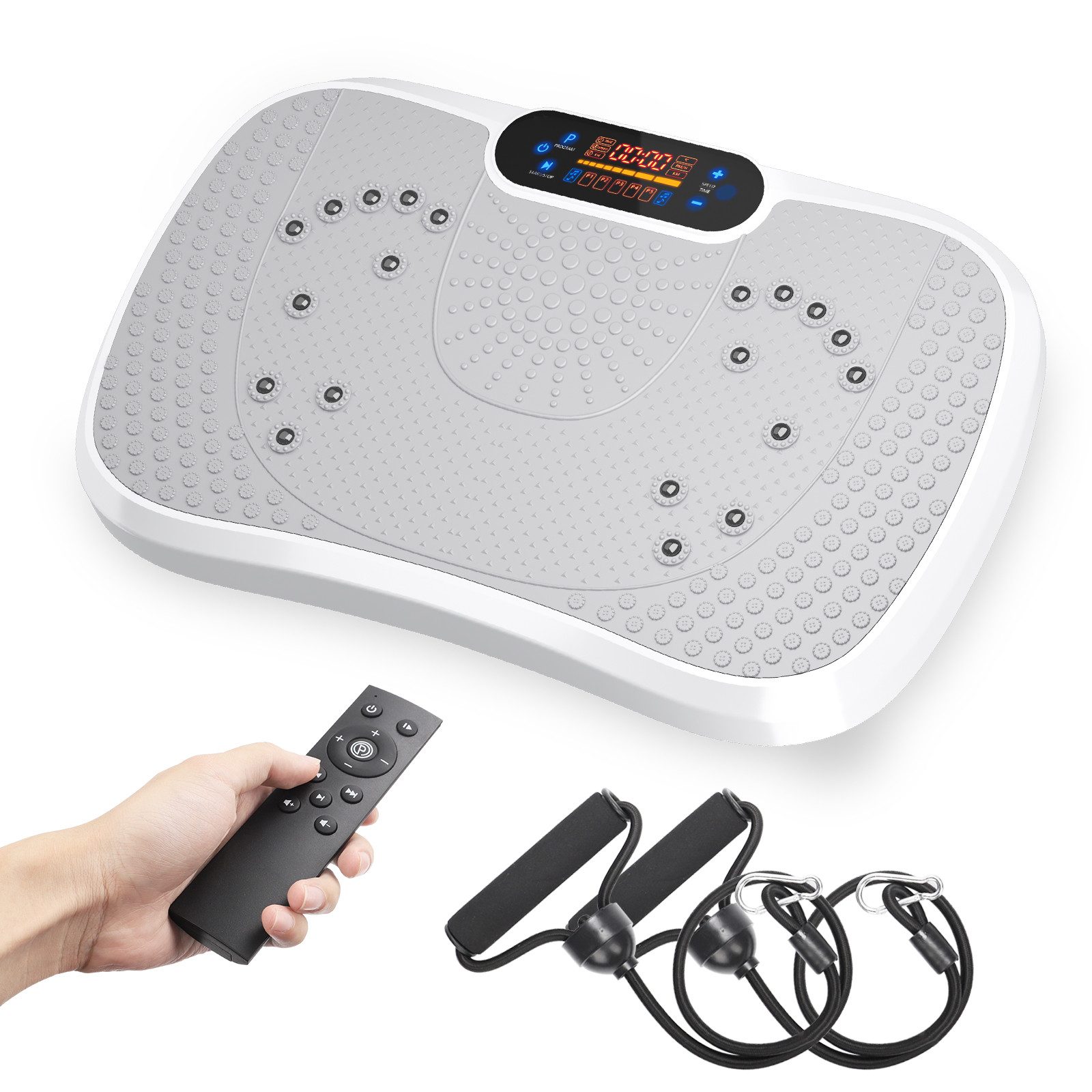 Dripex Vibrationsplatte 3D Vibrationsplatte mit 99 Vibrationsstufen+Bluetooth, Trainingsbänder