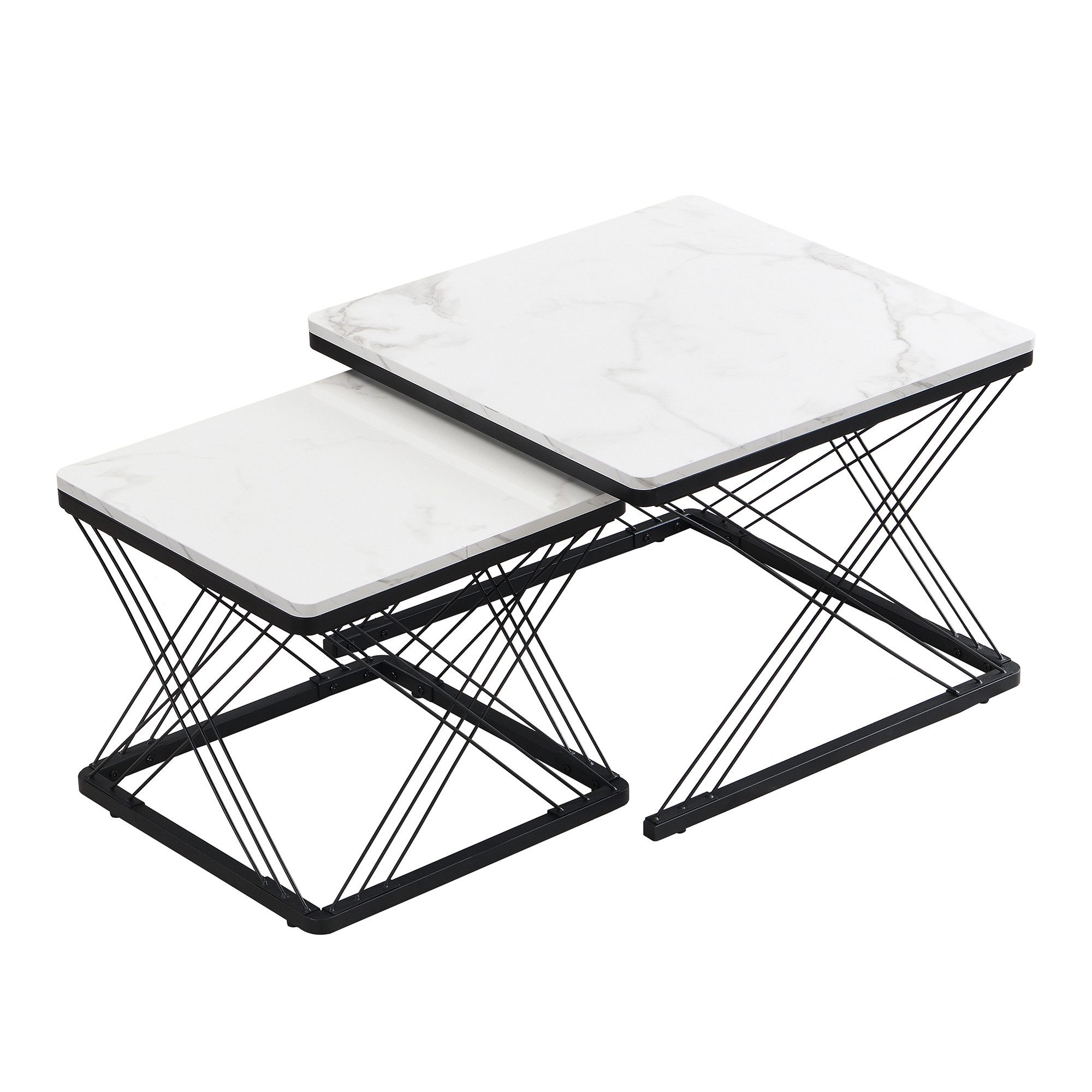 OKWISH Couchtisch Hochglanz-Kombi-Couchtisch-Set (Sofatisch, 2-St., 60*60*4 günstig online kaufen
