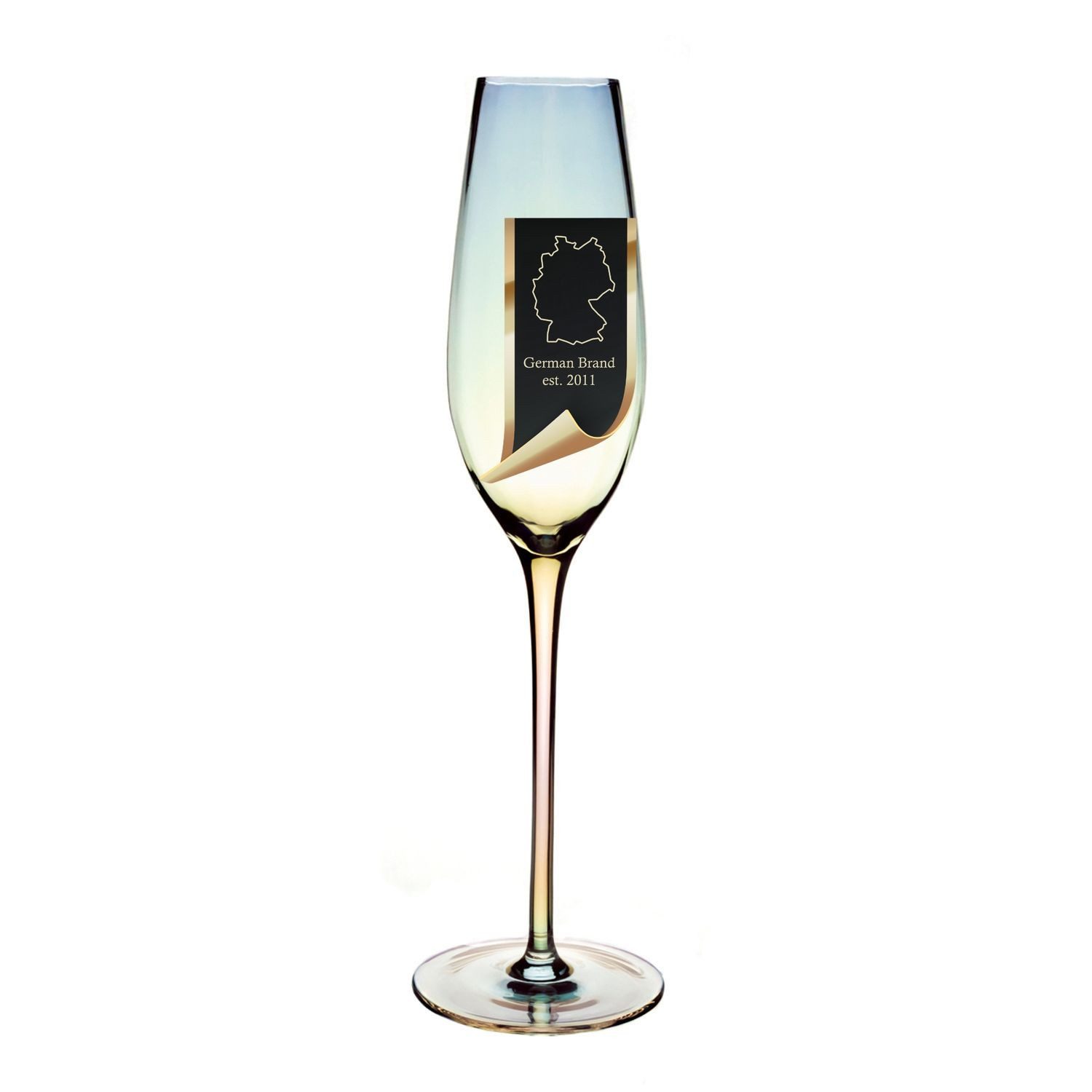 Intirilife Sektglas, 1-tlg., Glas, Champagner Sekt Glas Regenbogen Schimmer Wellenform 200 ml