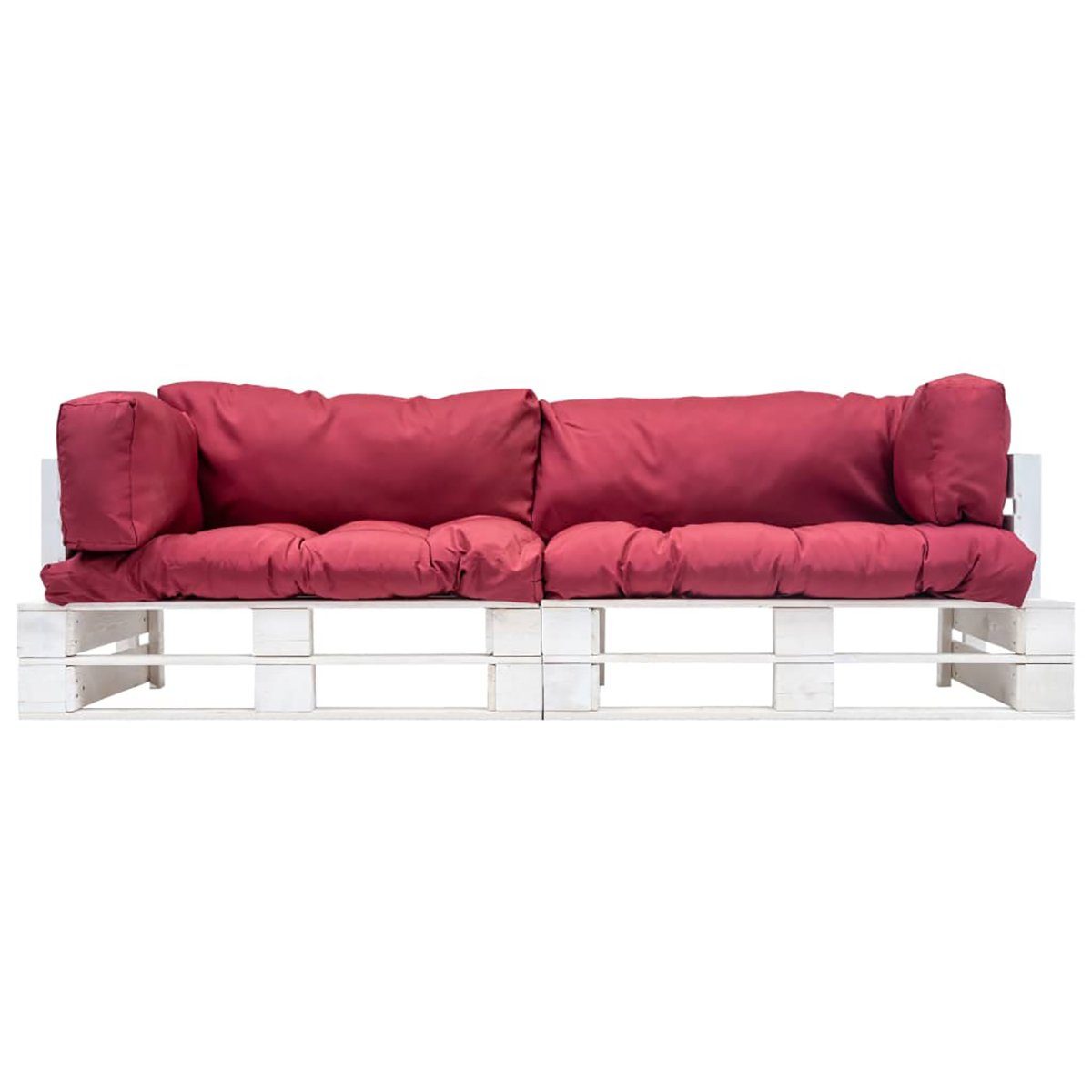 Kiefernholz aus Kissen roten DOTMALL Big-Sofa 2-teiliges Garten-Paletten-Sofa-Set mit