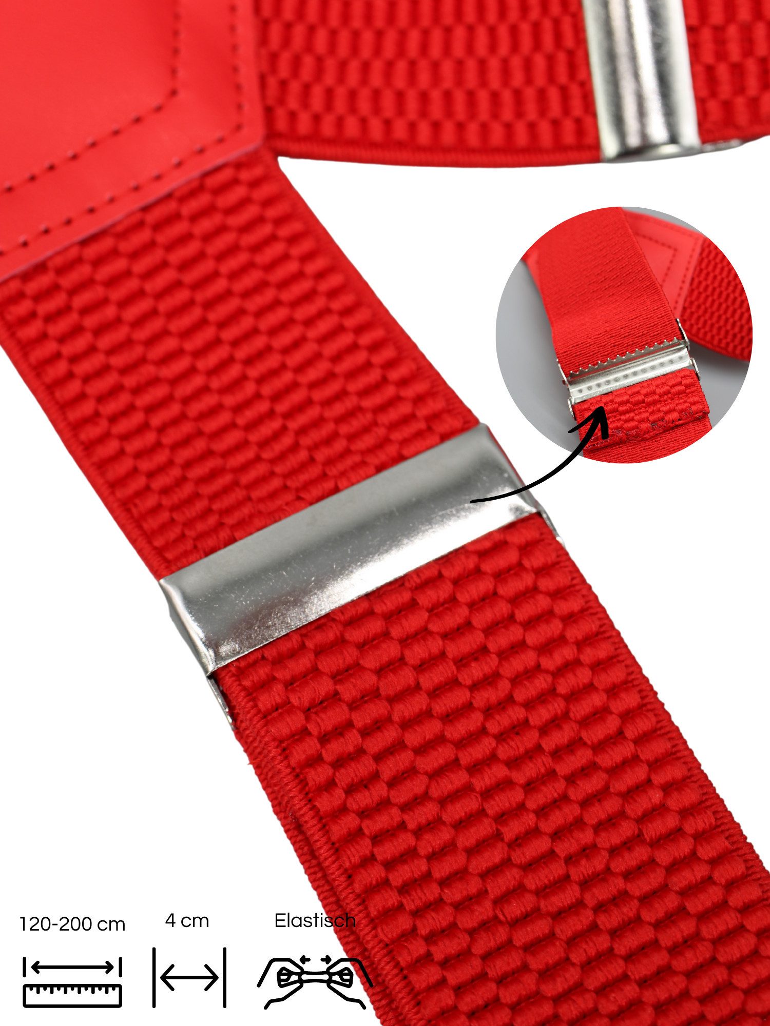 ANTALUX Hosenträger Y-Form – Elastisch & Verstellbar - Breite 4 cm, mit Metallclips 14 verschiedene Farben – Bild 4 von 4