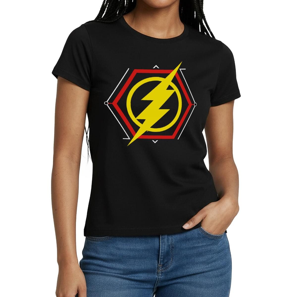 Spreadshirt T-Shirt The Flash Gelber Blitz Symbol Frauen T-Shirt (1-tlg)
