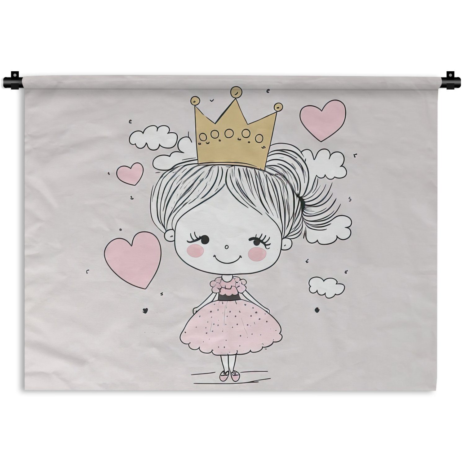 MuchoWow Wanddekoobjekt Prinzessin - Krone Wanddeko Mädchen Schlafzimmer, Kleid, Rosa - Wandbehang, Pastell, - Kinderzimmer für - Wohnzimmer