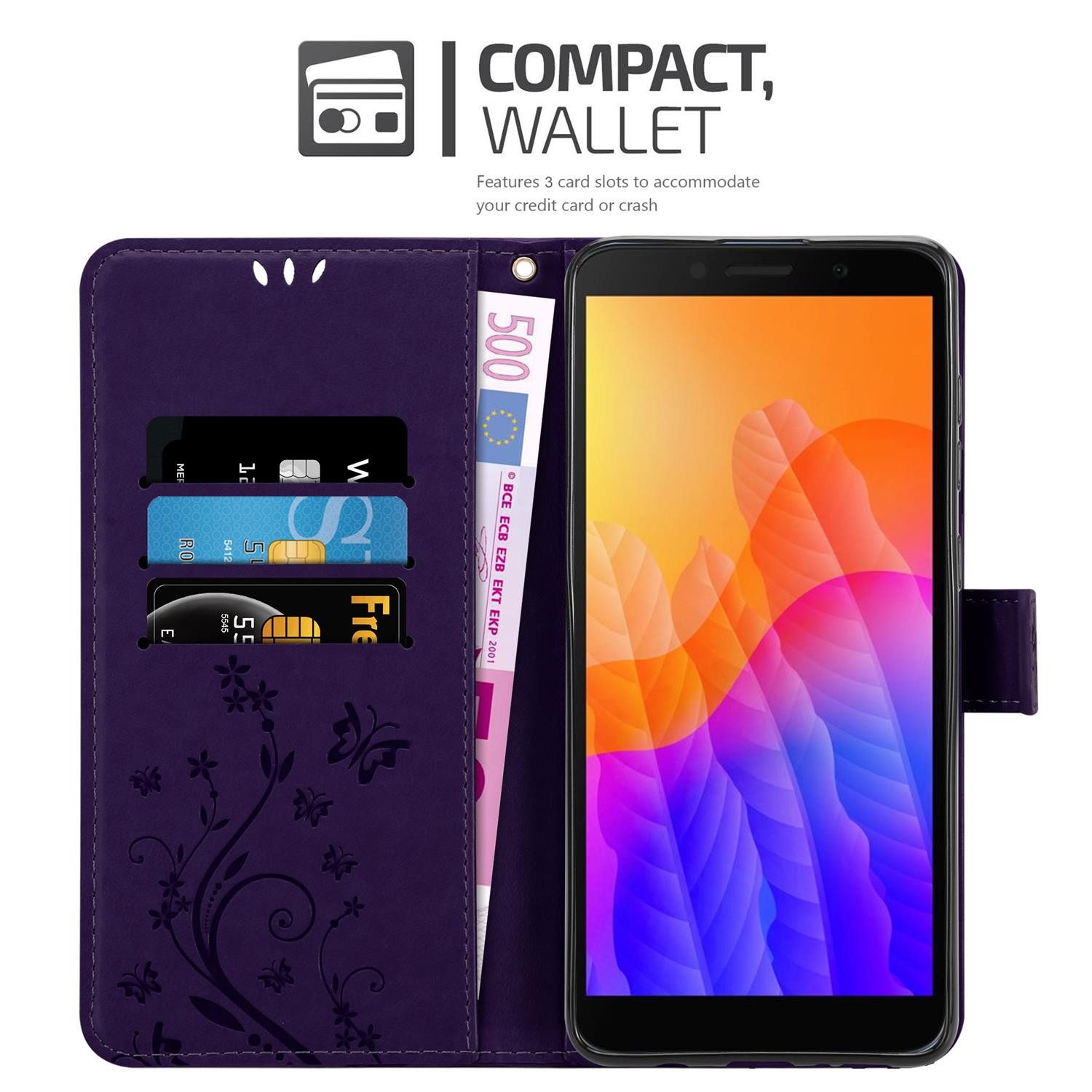 Cadorabo Handyhülle für Honor 9S / Huawei Y5P Hülle Honor 9S / Huawei Y5P, Hülle Schutzhülle Blumen Flower mit Standfunktion Kartenfach Magnet