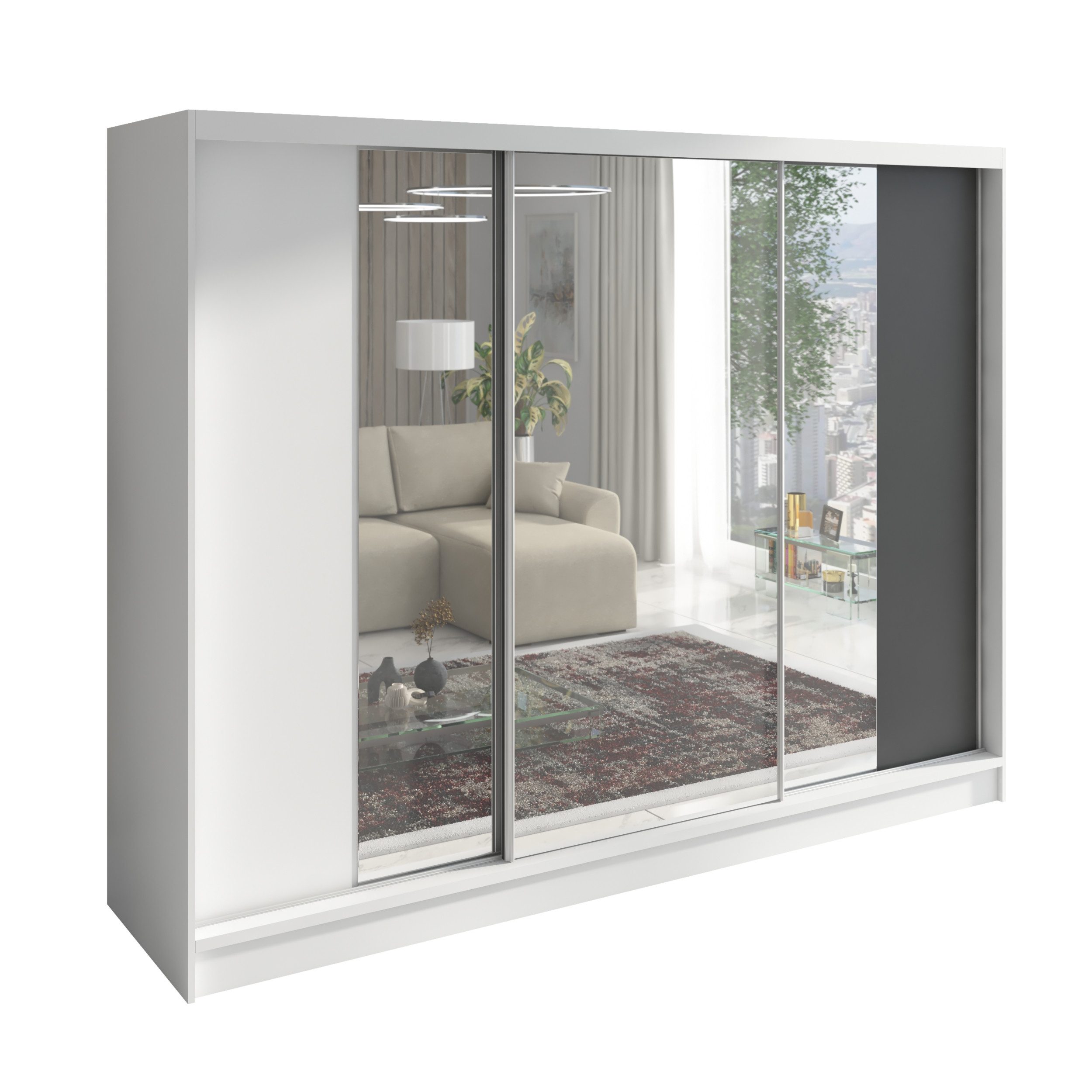 A&J MöbelLand GmbH Schiebetürenschrank VIDA 200 cm 3-türig Schrank mit Schubladen und Spiegel (TOP ANGEBOT! Geräumiger Schrank mit einer Breite von 200 cm und Spiegel, ideal zur Aufbewahrung von Kleidung und Accessoires. 3 Schubladen und viel Stauraum. TOP PRODUKT! Wählen Sie das ideale Modell für Ihr Schlafzimmer!, Inclusive 3 Schubladen) Breite: 200 cm, Höhe: 215 cm, Tiefe: 59,5 cm