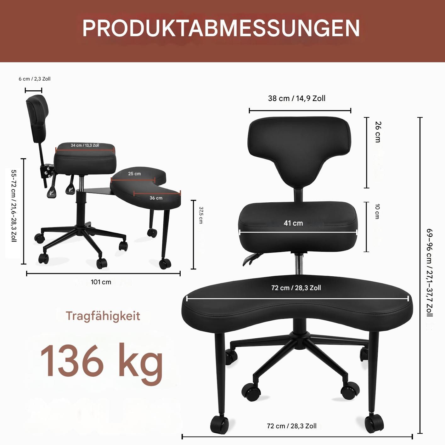 Vellora Bürostuhl Meditationsstuhl Kreuzbeiniger Bürostuhl Mit Rädern ADHS- günstig online kaufen