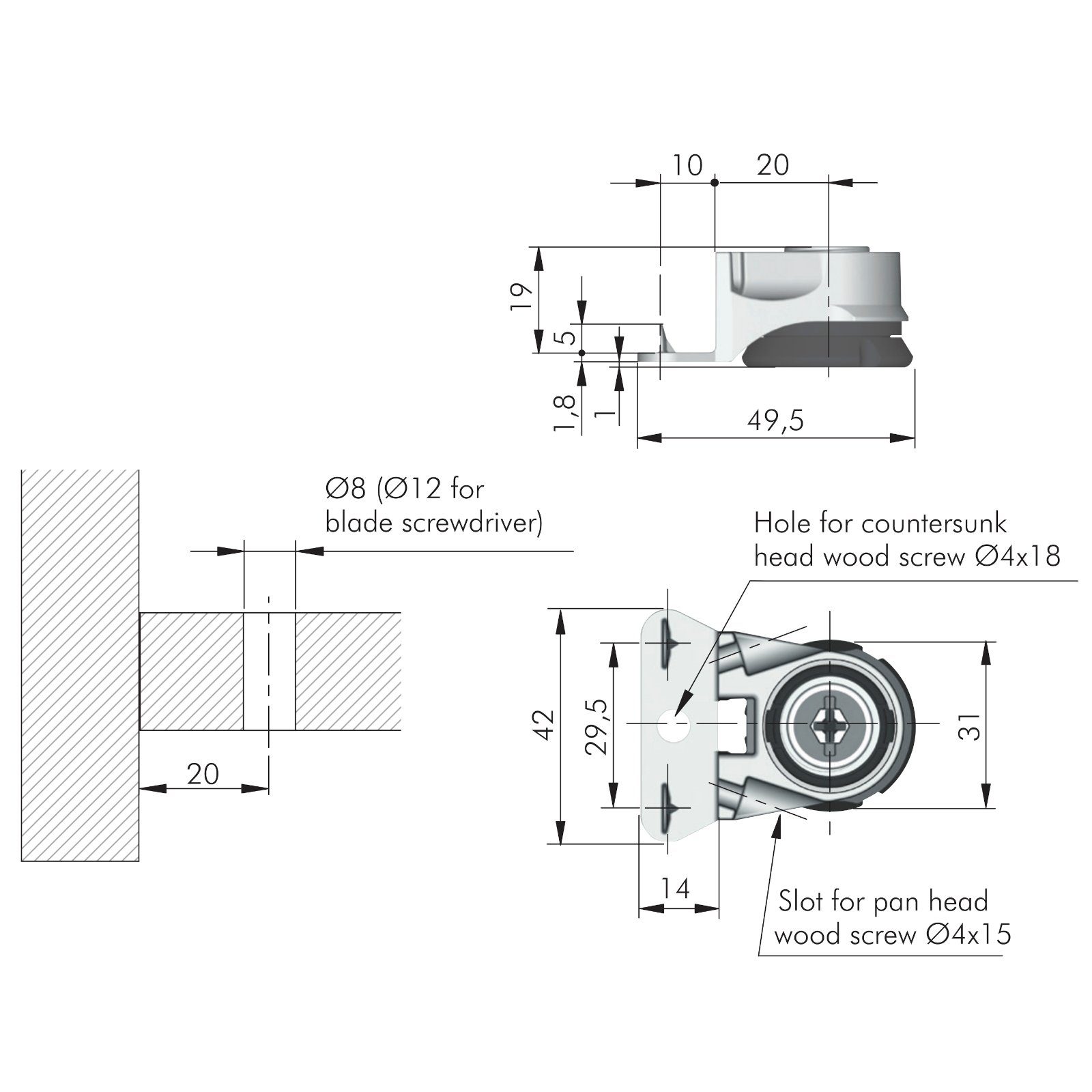 SO-TECH® Möbelbeschlag Sockelhöhenversteller INTEGRATO, Tragkraft 175 kg / Stück (1 St), Sockelfuß höhenverstellbar bis 12 mm, Höhe 19 mm – Bild 5 von 5