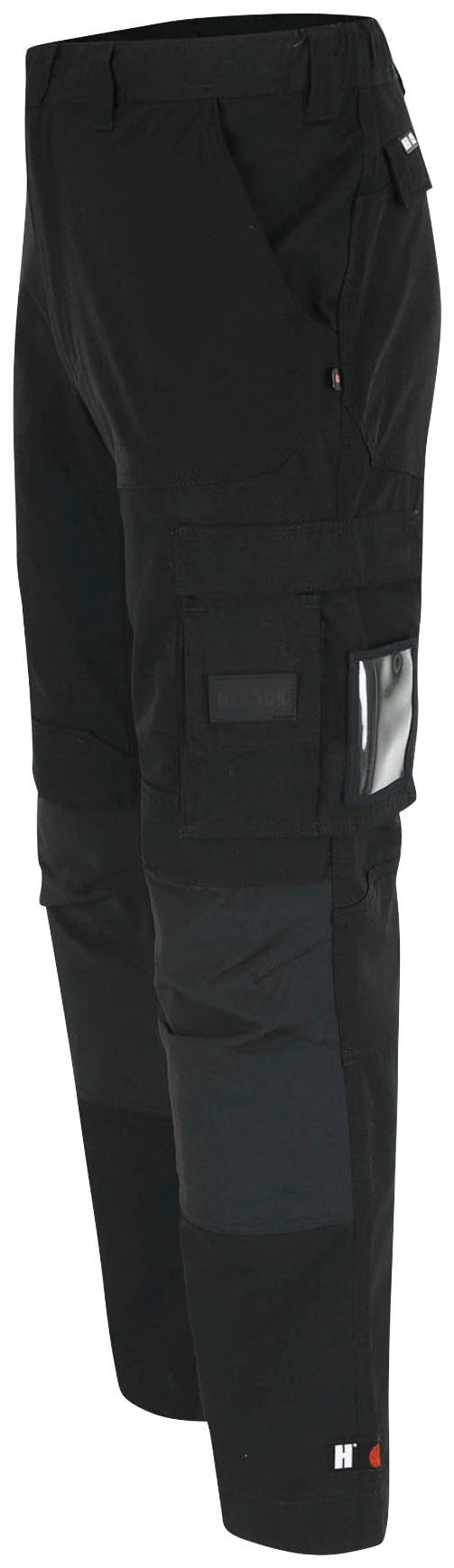 Herock Arbeitshose 4-Wege-Stretch, Knopf, verstärkte Multi-Pocket, Hoses verdeckter Knietaschen Hector schwarz