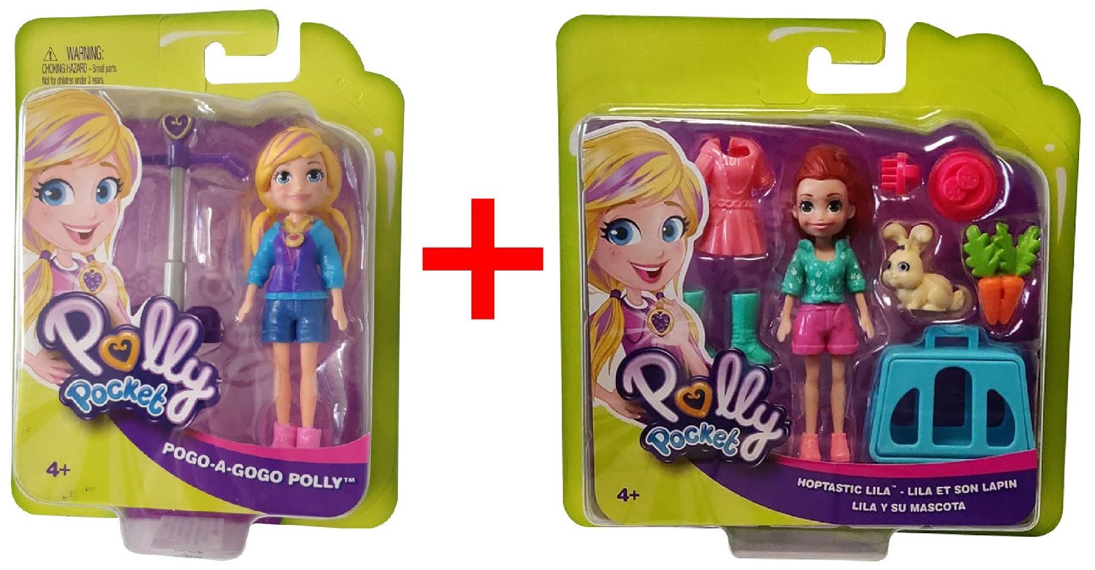 Polly Pocket Stehpuppe Polly Pocket + Lila - POGO-A-GOGO Pogo-Jumper, Hose, 2er-Set