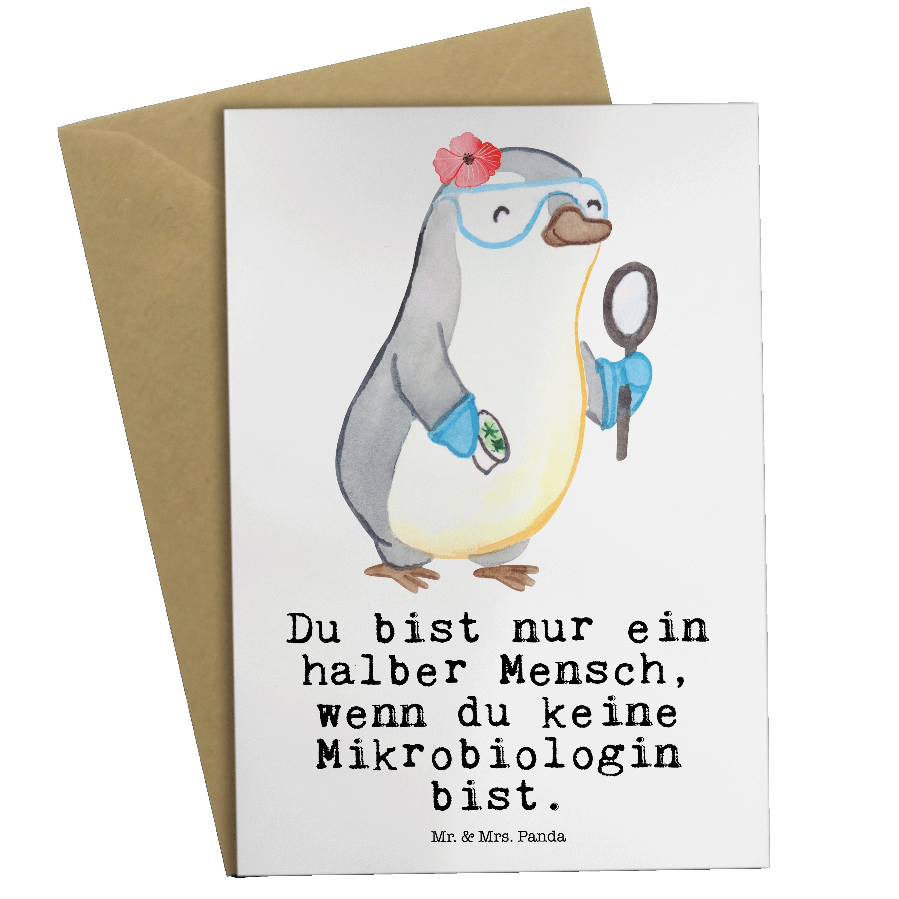 - Mikrobiologin Mr. Herz Labor, & Grußkarte Forschu Mitarbeiter, Geschenk, Weiß - mit Mrs. Panda