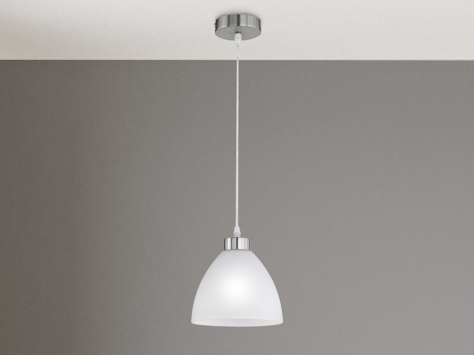 Reality Leuchten LED Pendelleuchte, Dimmfunktion, LED wechselbar, Warmweiß, Bauhaus klein hängend über-n Esstisch & Kücheninsel Milchglas, Ø20cm