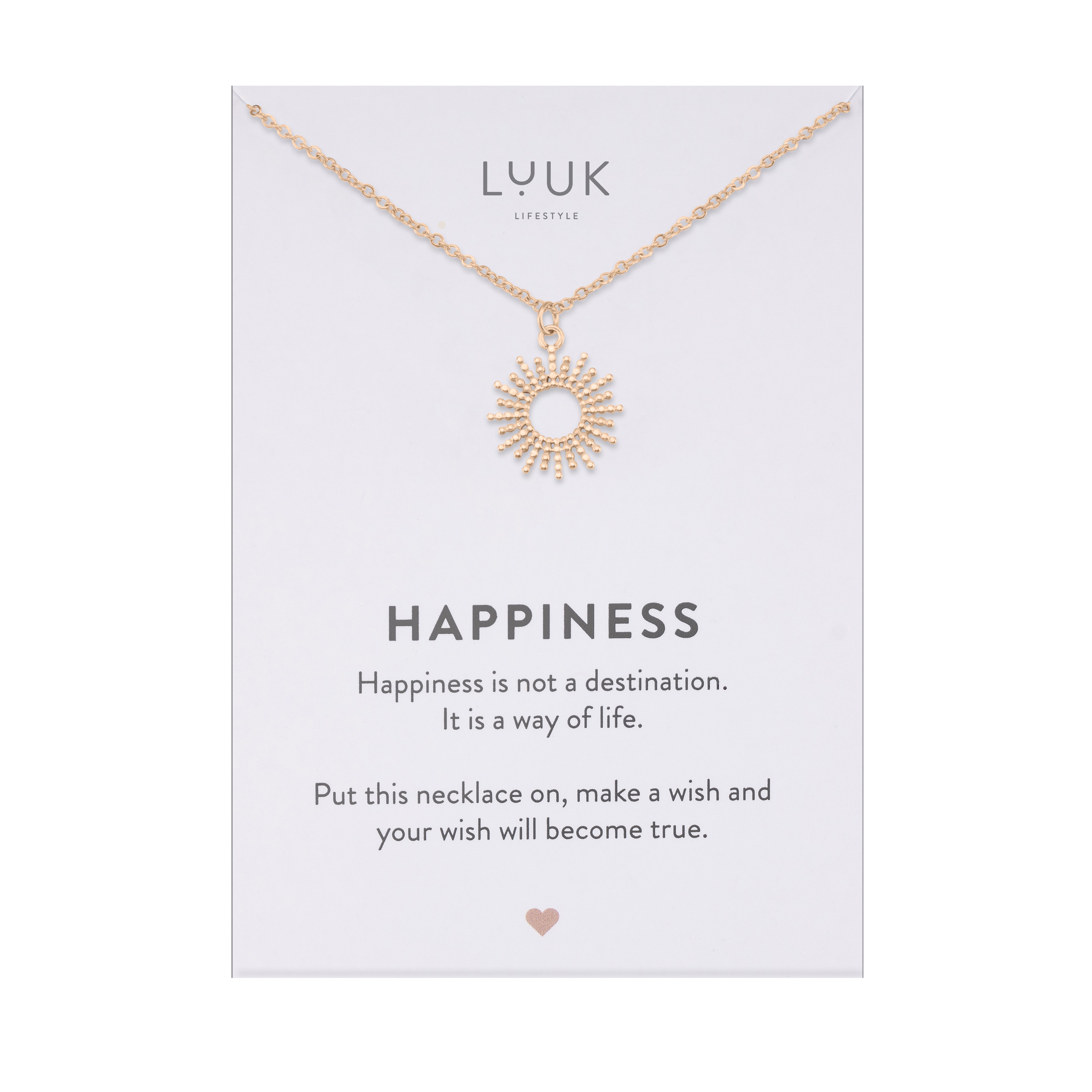 LUUK LIFESTYLE Kette mit Anhänger Sonne, mit HAPPINESS Spruchkarte, wasserf günstig online kaufen