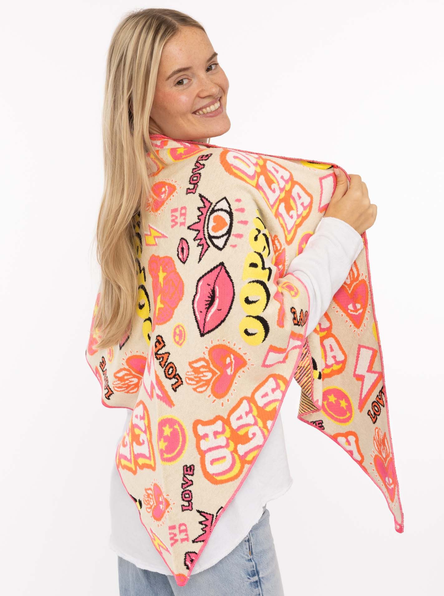 Zwillingsherz Dreieckstuch "OOPS", Statement Muster, Strick, wärmend günstig online kaufen