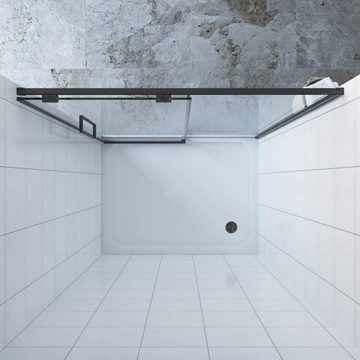aqua batos Dusch-Schiebetür »Schiebetür Dusche schwarz matt Duschtür Gleittür Nischentür Duschwand«, 120x195 cm