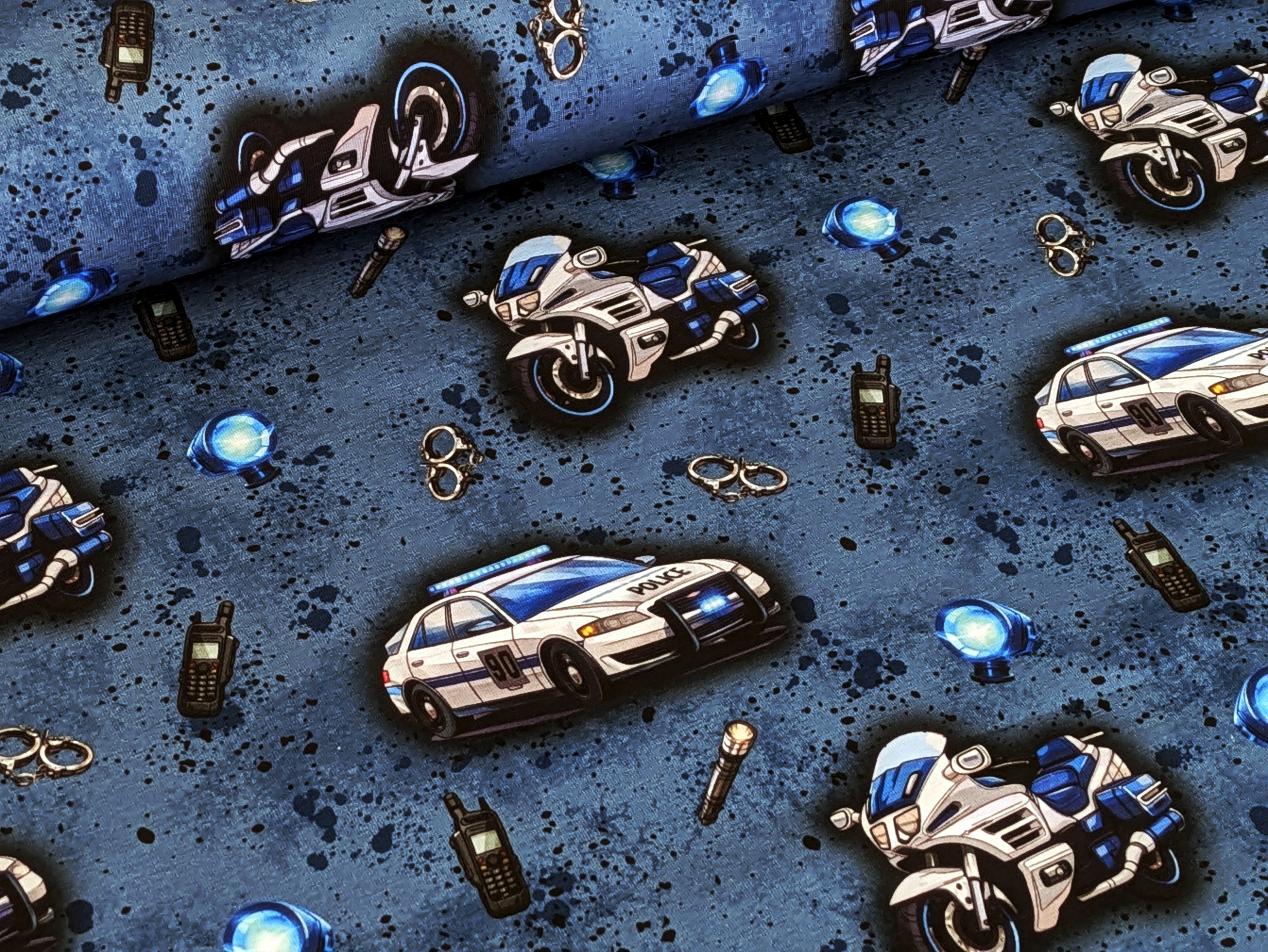 Corileo Stoff Eigenproduktion Baumwolljersey Rasante Polizei Motorrad