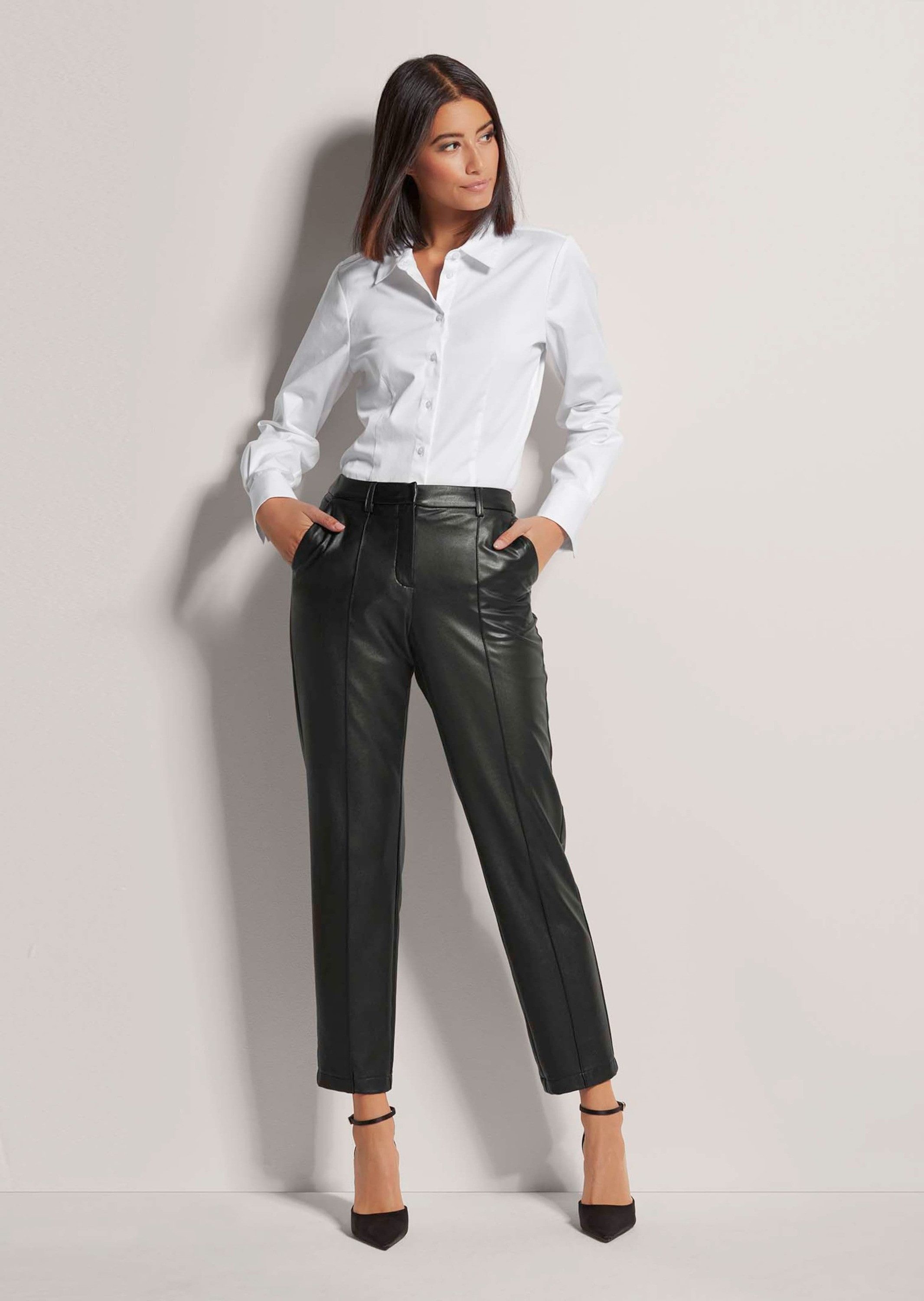 MADELEINE Stretch-Hose Kunstlederhose mit Biesen Luxus-Look-Hose günstig online kaufen
