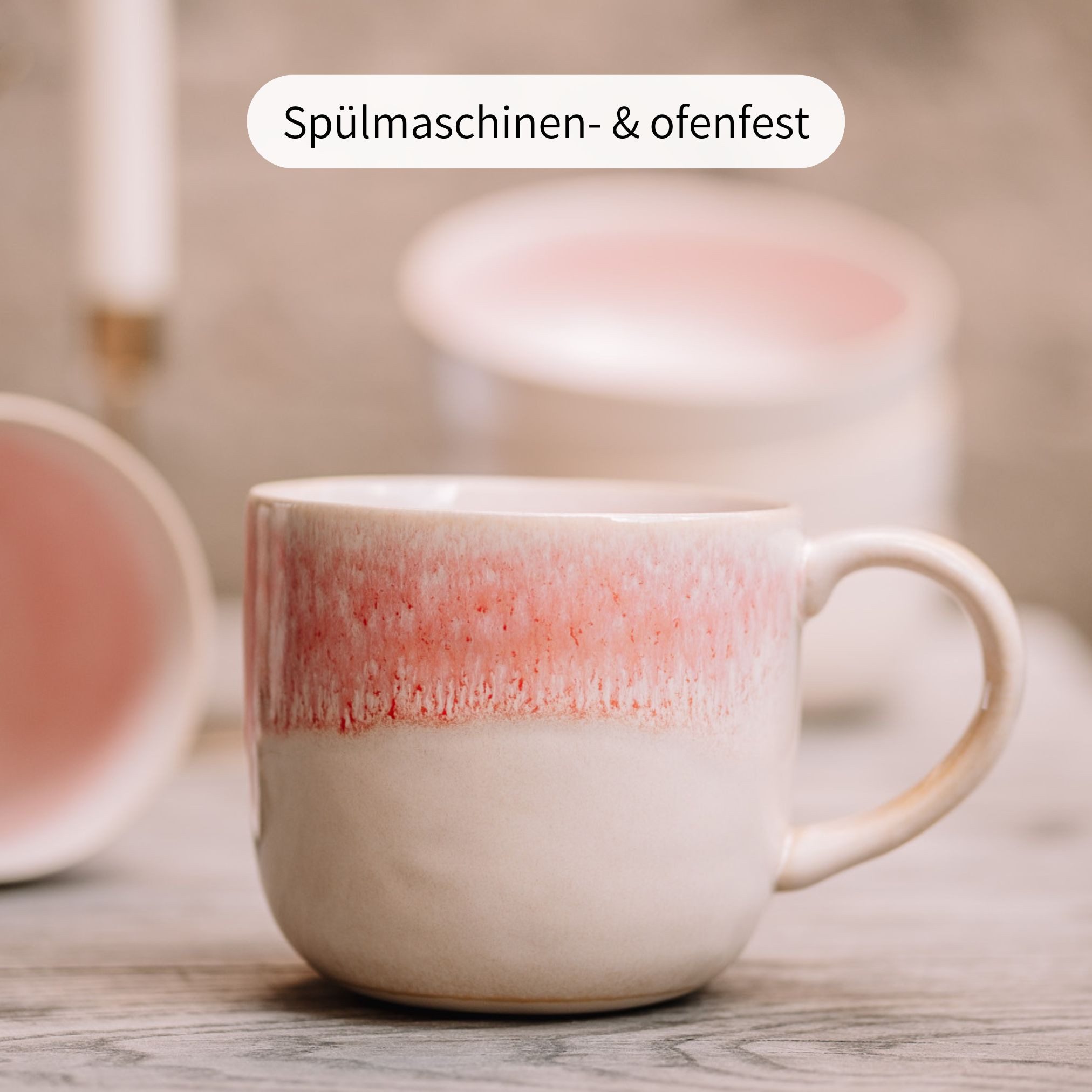 Econovo Tasse Handgefertigt, 1-tlg., Steingut, Große Keramiktasse 400ml Made in Portugal