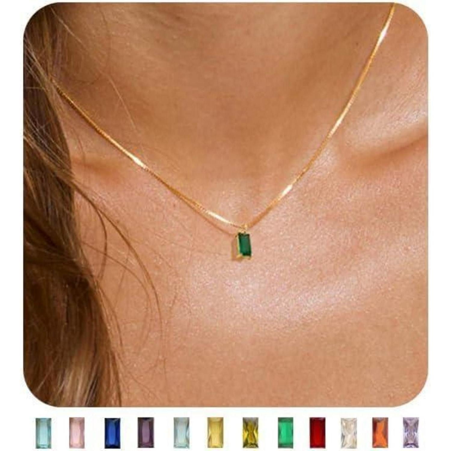LuxusKollektion Kette und Anhänger Set Vergoldete Damen Geburtsstein Kette günstig online kaufen