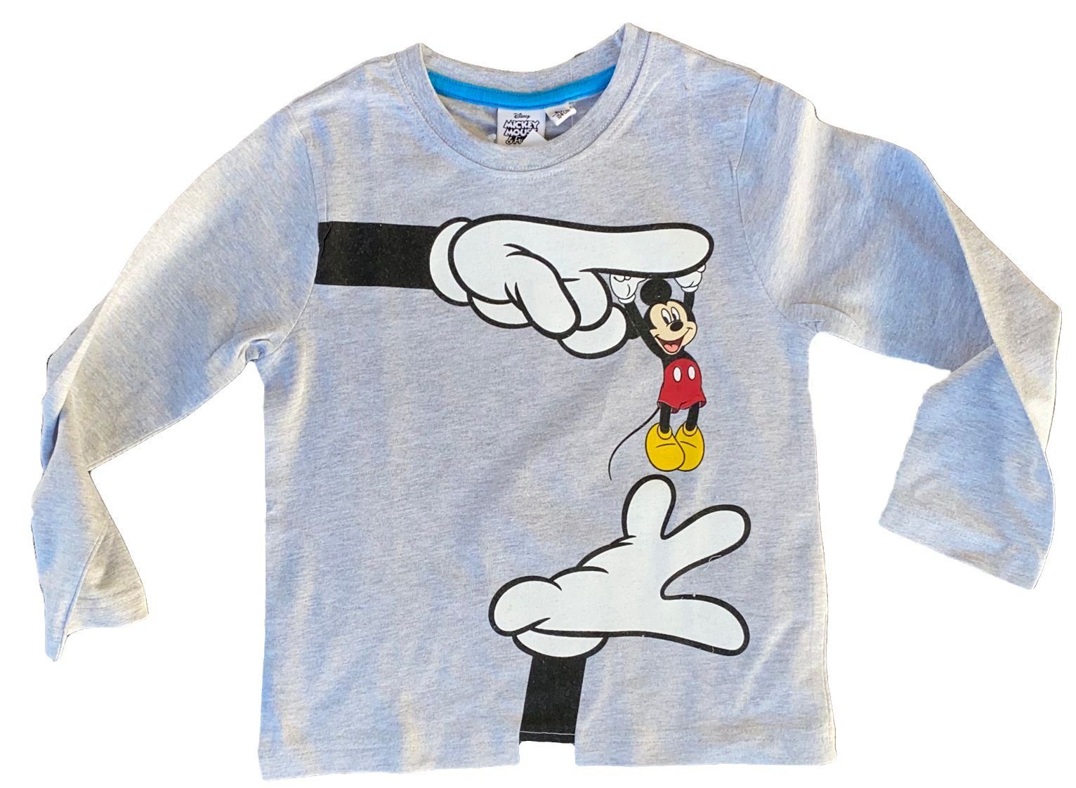 Longsleeve Jahre Langarm T-Shirt 3 4 5 Disney Mouse Mickey Hellgrau 2 Sweatshirt Kinder Maus 6 Mickey