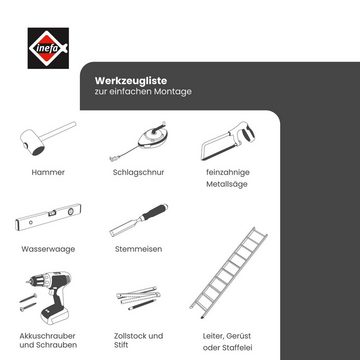 INEFA Rohrschelle, (DN 50/75. 200mm. 1 Stück), Dachrinnen Zubehör für das Gartenhaus, Fallrohr, Clip, Schraube