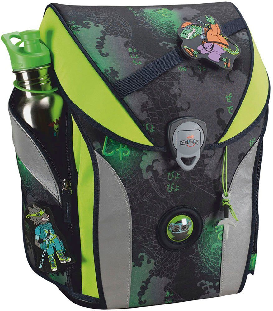 DerDieDas® Schulranzen ErgoFlex MAX Funny, Fighter (Set, 5-tlg), enthält recyceltes Material