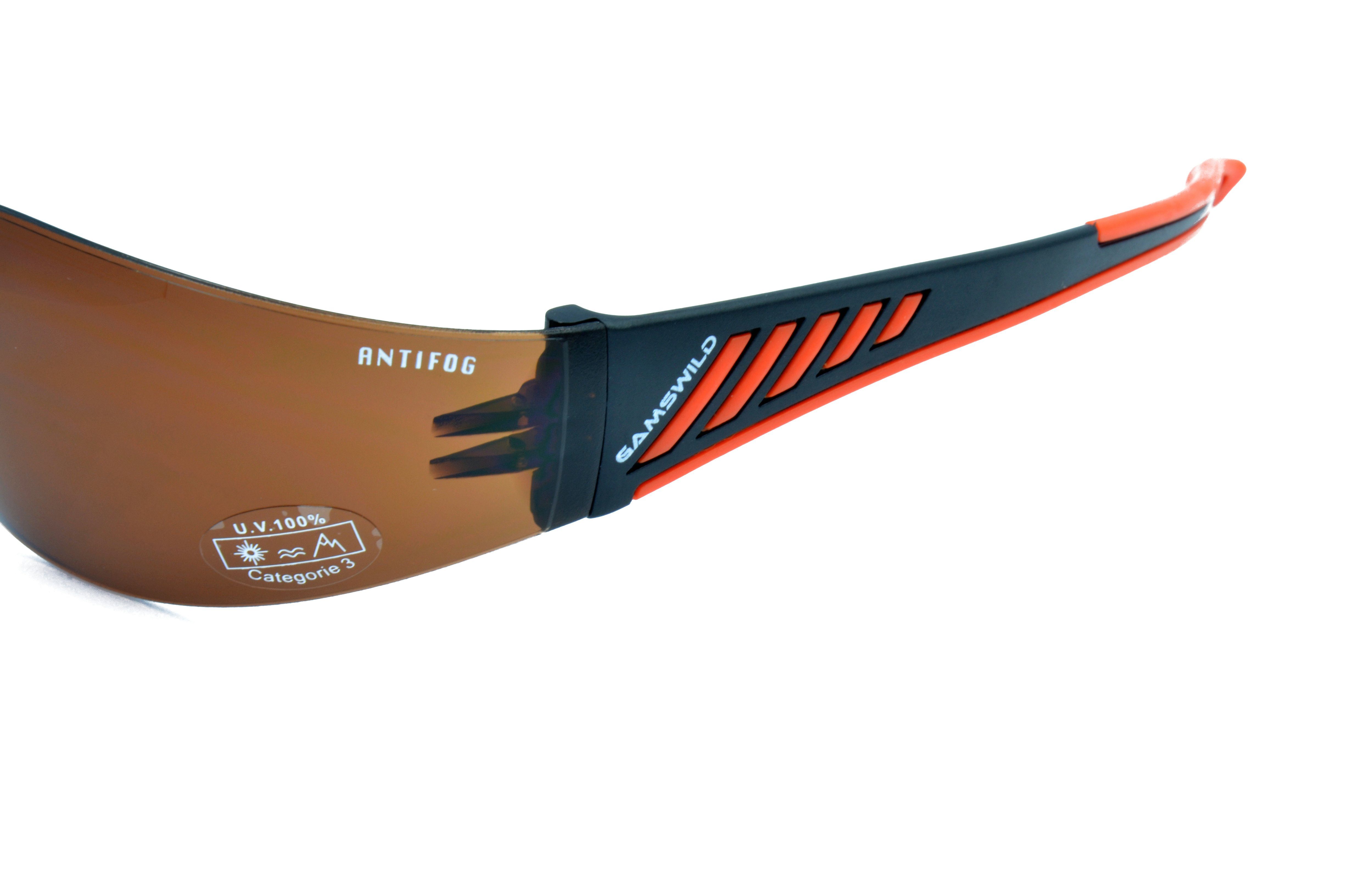 grau, orange, Sportbrille Sonnenbrille WS7122 Herren ANTIFOG Skibrille Damen Gamswild Fahrradbrille braun brau, Unisex,