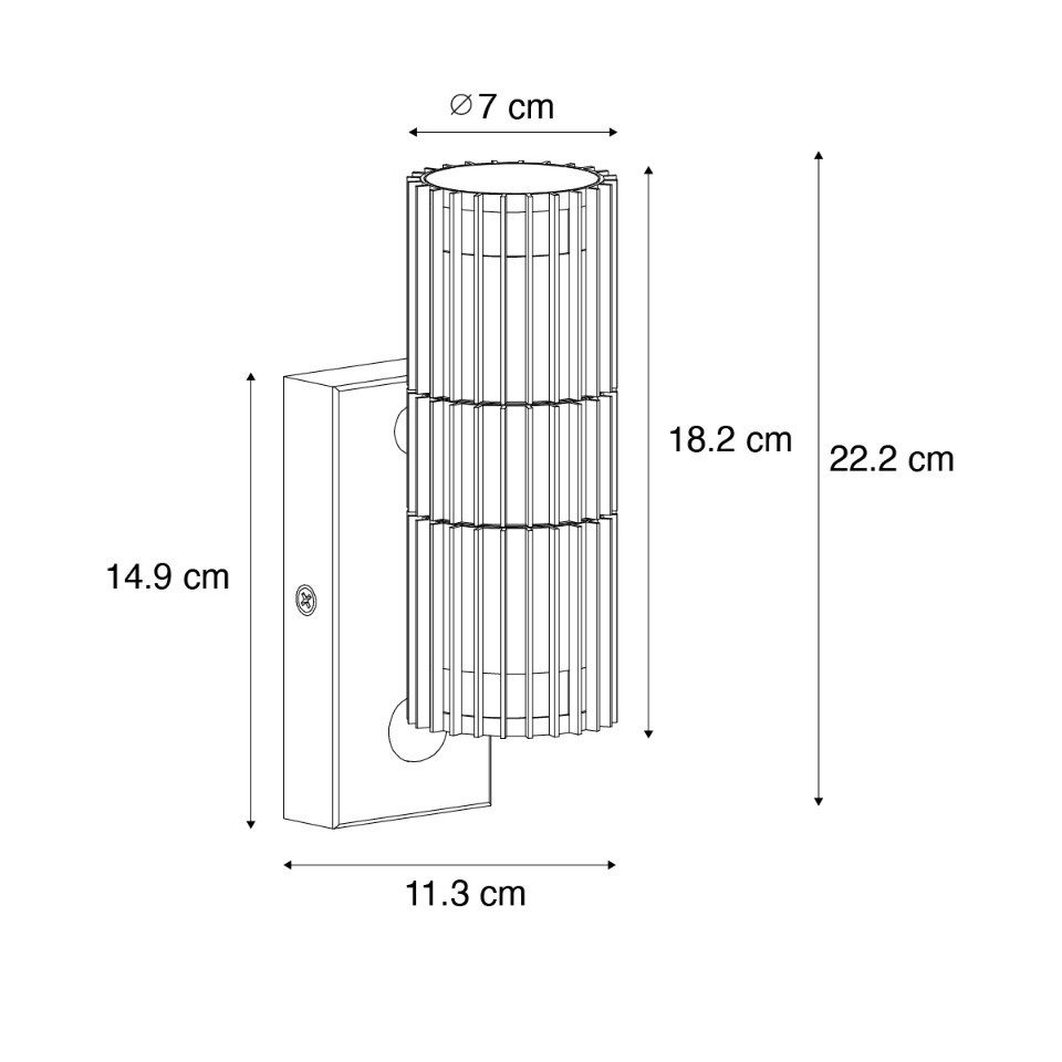 Qazqa Außen-Wandleuchte Boris, Dämmerungssensor, ohne Leuchtmittel, Kaltweiß, QAZQA Sicherheits­leuchte, gu10, Schwarz, Aluminium, Design