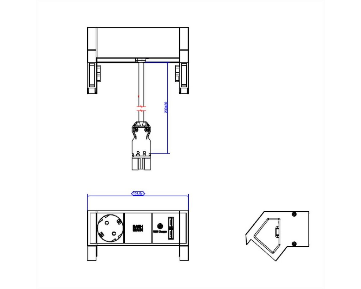 Thumbnail - Bachmann DESK2 1x Schutzkontakt 1x USB-Charger Steckdosenleiste (Kabellänge 0.2 m)